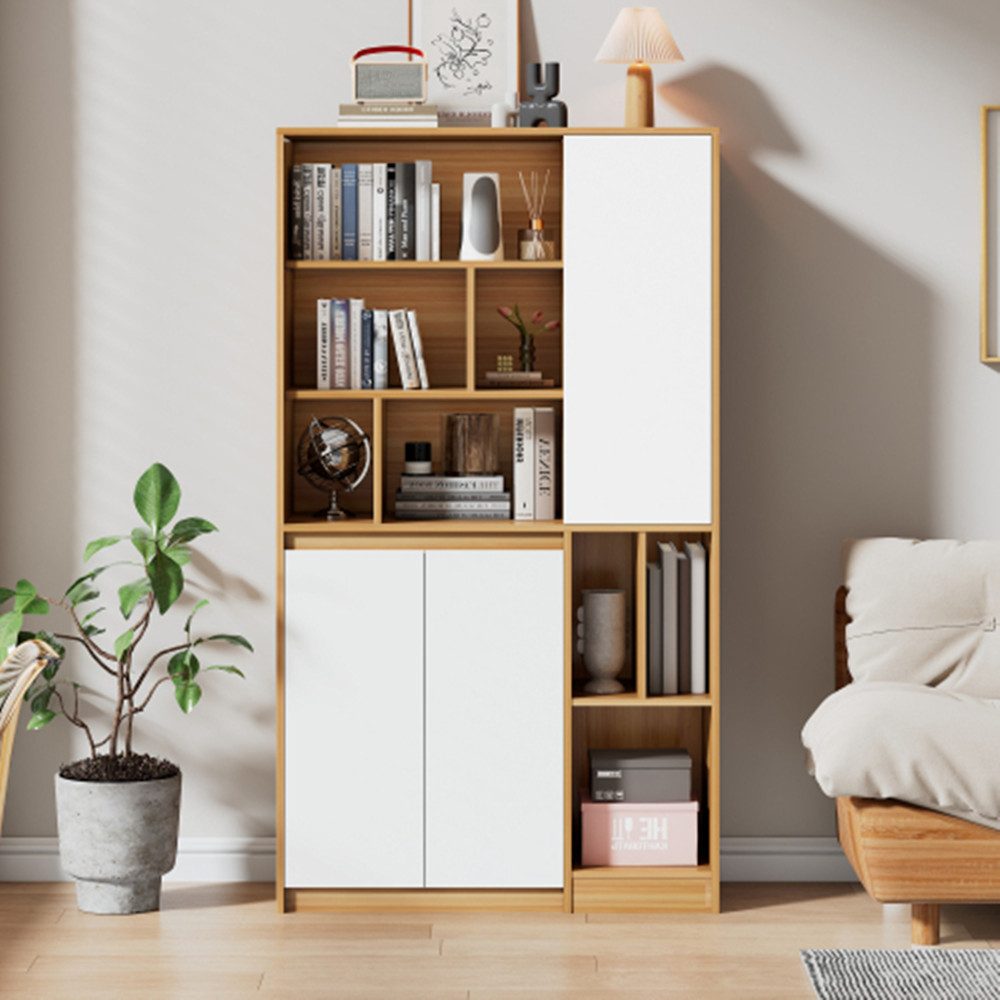 Bücherregal Moderner Bücherregal mit 3 Türen und verstellbaren Regalböden –
