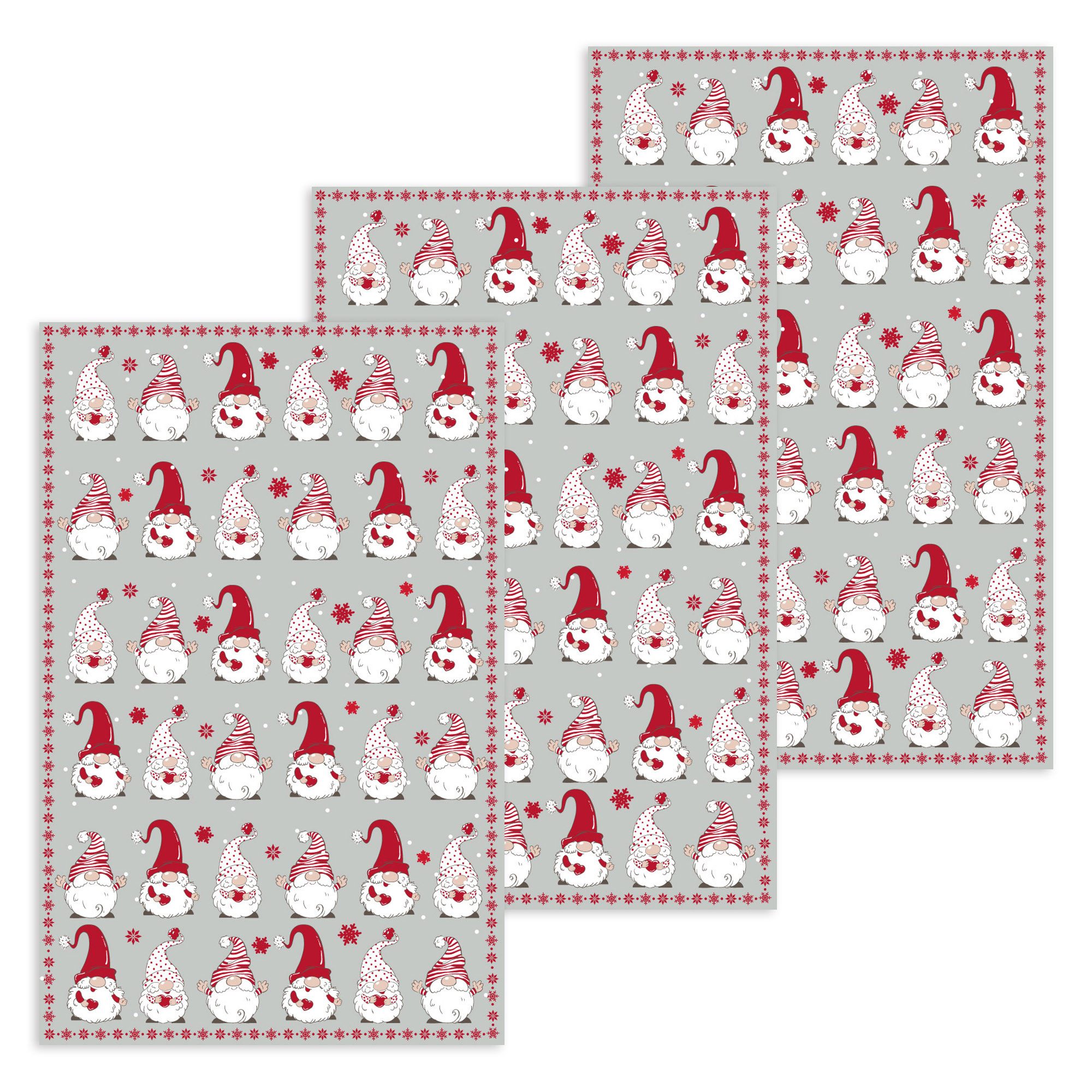 Kracht Geschirrtuch Wichtel Weihnachten, (Set, 3-tlg., Set), 3er Pack Geschirrtücher (3 Stück), ca. 45 x 70 cm, Baumwolle bedruckt