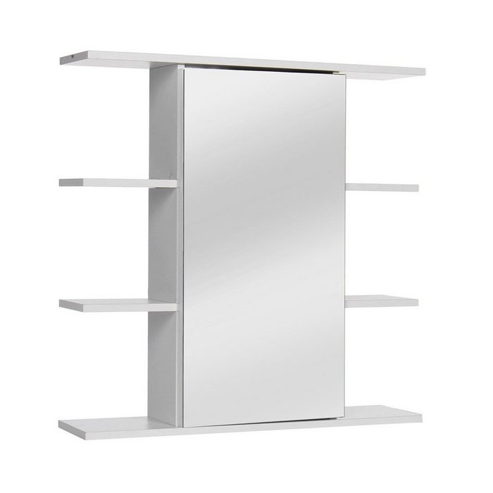 Woodyhome Badezimmerspiegelschrank F19556 (Badschrank Hängeschrank Wandschrank mit Spiegeltür) 2-Türig großer Stauraum öffene Fächer wasserdicht höhenverstellbar 60 (H) x 60 (B) x 14 5 (T)