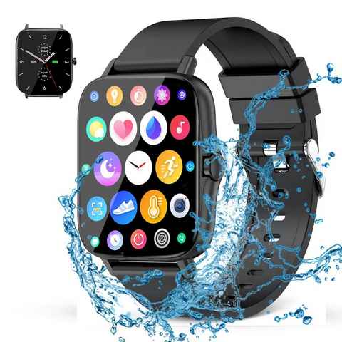 ombar Smartwatch Damen Herren,1,7 Zoll Touchscreen Fitnessuhr Smartwatch (Fitnessuhr mit Telefonfunktion/WhatsApp Notiz,Smartwatch Fitness Tracker Uhr IP67 Wasserdicht,1.70" HD Voll Touchscreen Fitnessuhr Tracker mit Blutsauerstoff/Pulsmesser/Sportuhr/Schrittzähler/Schlafmonitor Aktivitätstracker usw für iOS/Android Uhren Watch cm cm/1.7 Zoll)