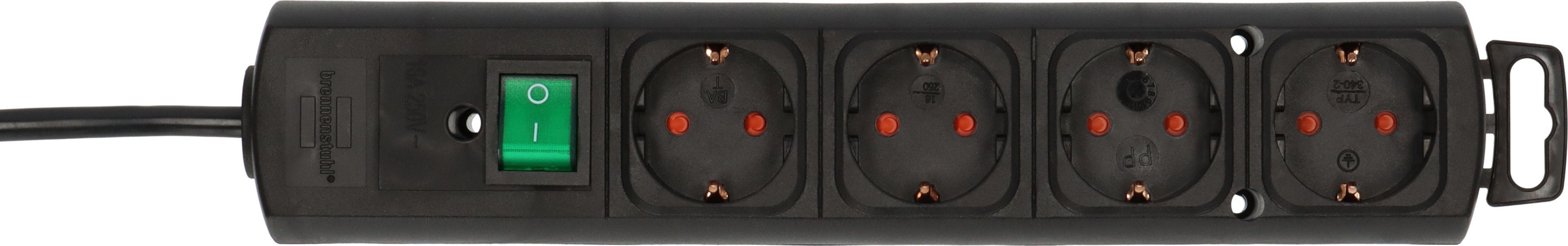 Brennenstuhl Comfort-Line Plus Steckdosenleiste 4-fach (Kabellänge der Abständen Flachstecker, breiten und mit Schalter m), extra Steckdosen 2