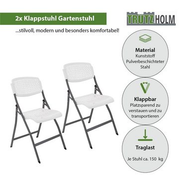 TRUTZHOLM Framepool 2x Klappstuhl aus Kunststoff mit Stahlgestell Sitzfläche 43 x 43 cm (2er)