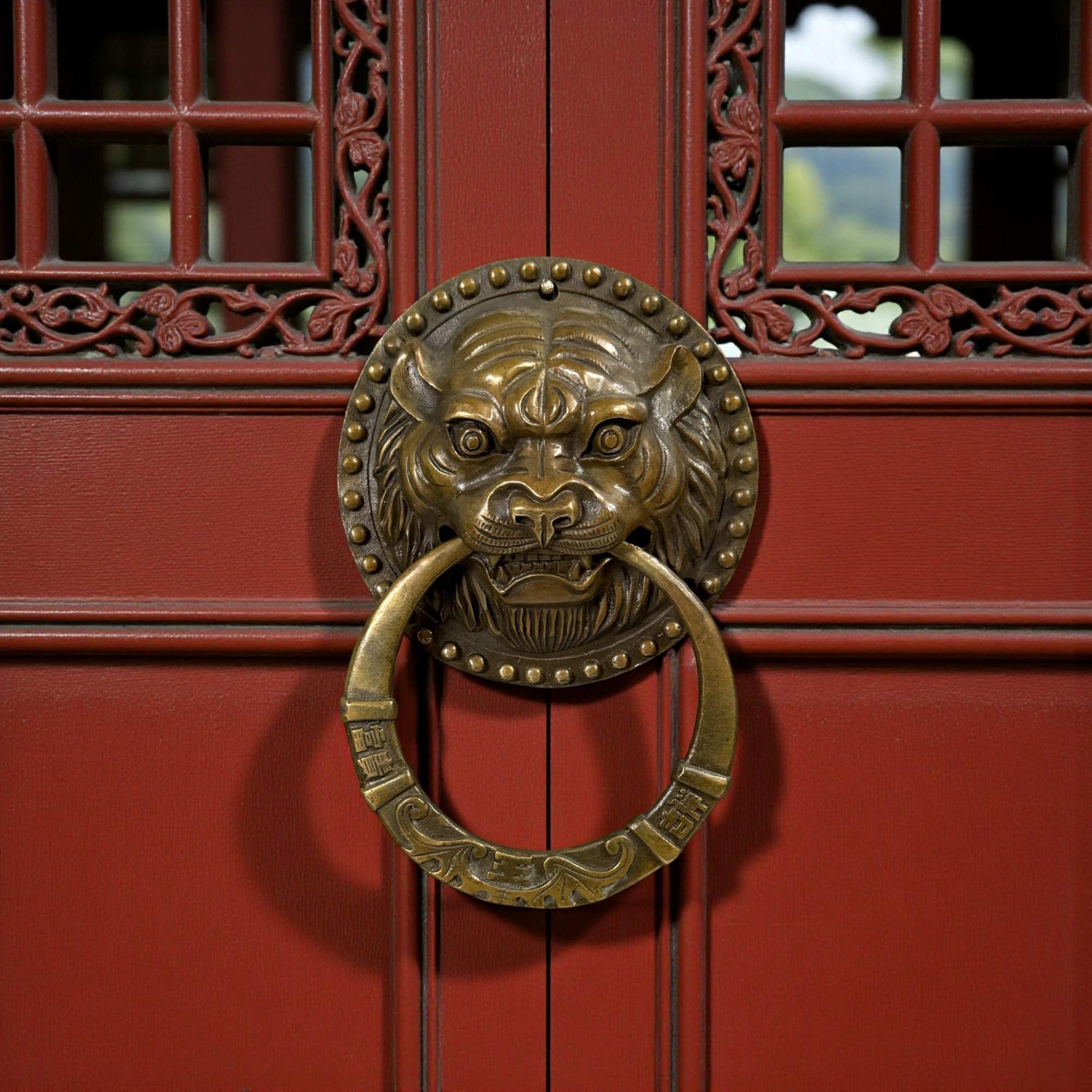 Asien LifeStyle Dekofigur Chinesischer Türklopfer aus Bronze – Tigerkopf 19×13 cm