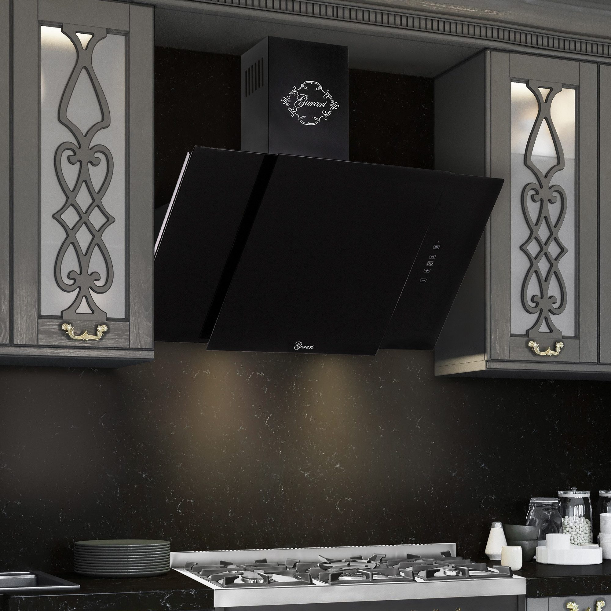 GURARI Wandhaube GCH 171 60BL PRIME N Kopffrei Dunstabzugshaube 60 cm Schwarz, 1000m³/h GCH 171 60BL PRIME N Kopffrei Dunstabzugshaube 60 cm Schwarz, 1000m³/h, Dunstabzugshaube 60 cm, Kopffreihaube, Schwarz, Schwarz Glas,1000m³/h