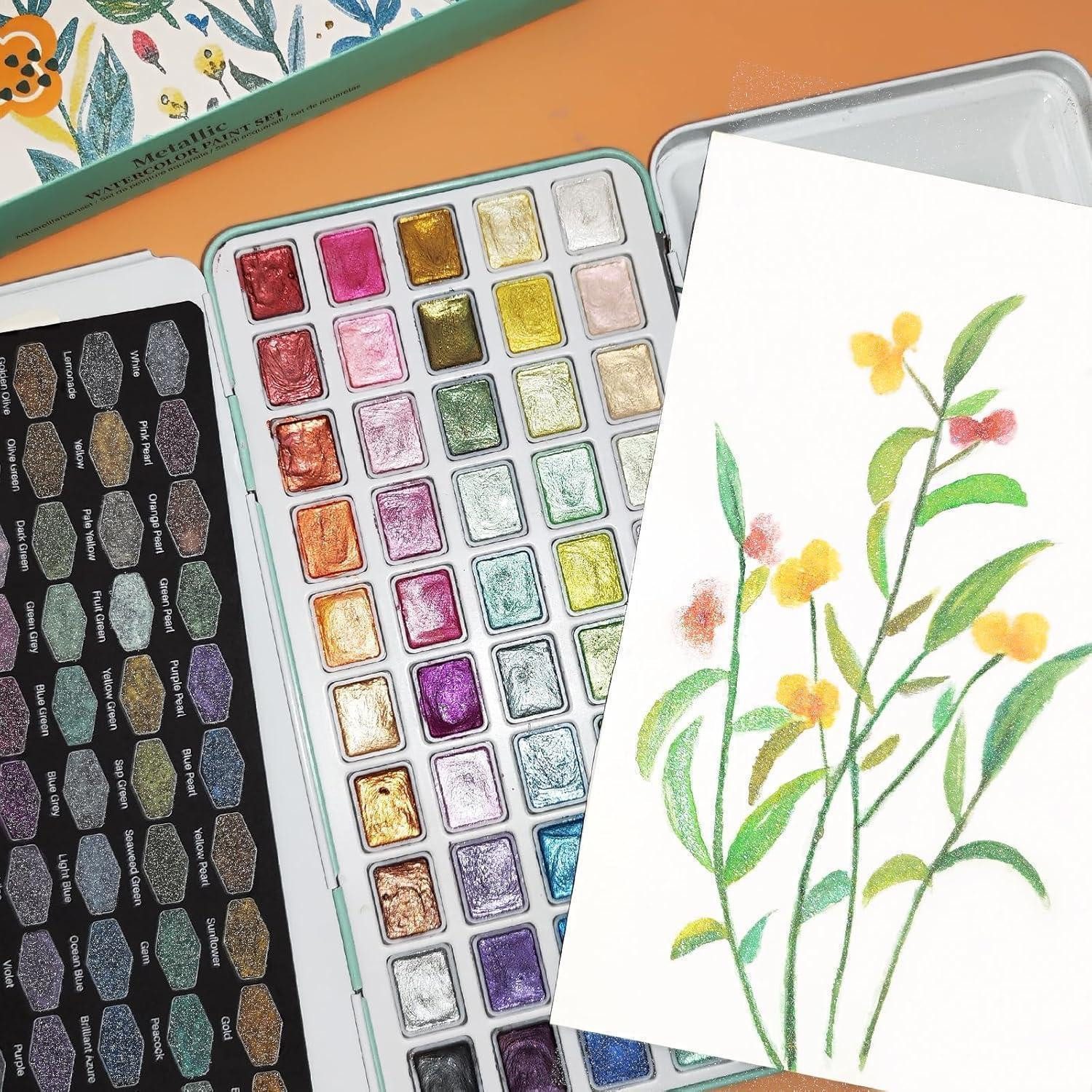 LuxusKollektion Malstift Aquarellfarben Wasserfarben Metallic Künstler 50 Metallic Farben