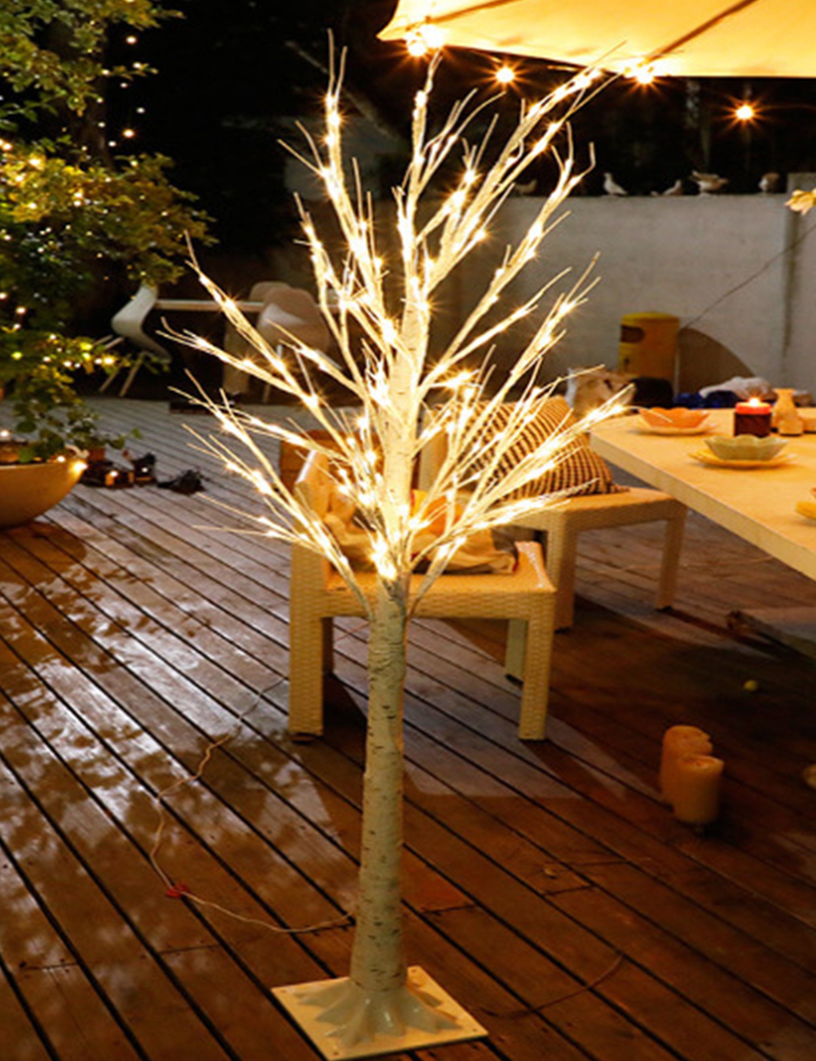 RAIKOU LED Baum Lichtenbaum / warm-weiße LEDs in Birkenmuster Lichterbaum Weihnachten, 8 Leuchtmodi, LED fest integriert, Warmweiß, mit Frenbediunung, 8 Leuchtmodi