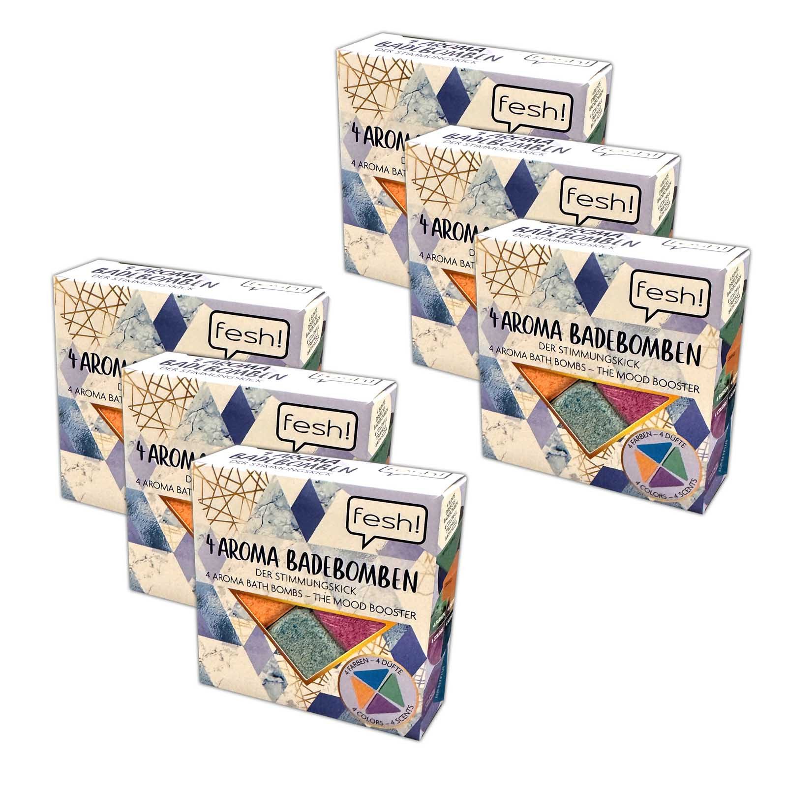 HAC24 Badekugel 6 Packungen Dreieck Aroma Badebomben Badekugeln Badezusatz, 24-tlg., (je 4x40g) 4 Düfte & Farben