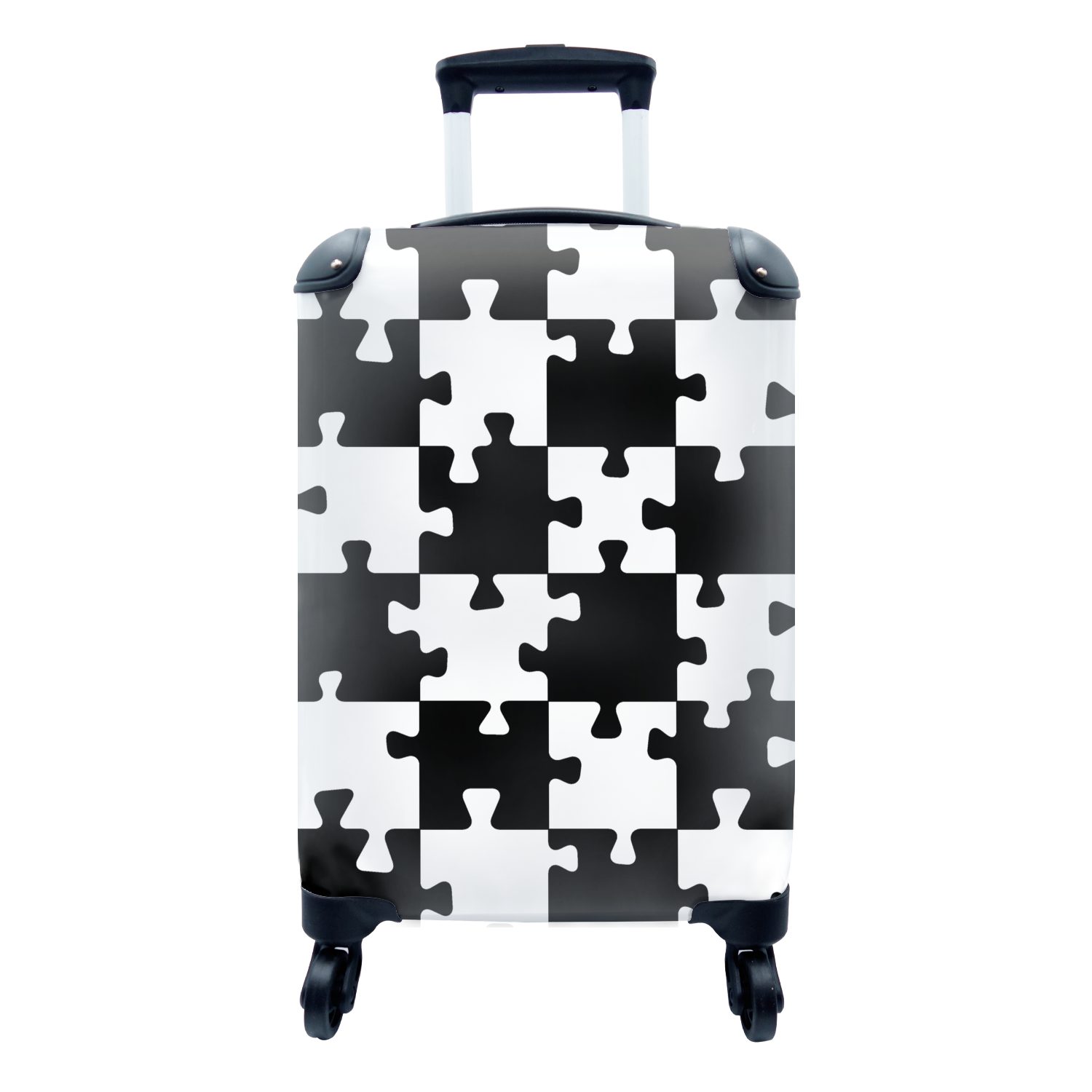 MuchoWow Handgepäckkoffer Puzzle - Schach - Muster, 4 Rollen, Reisetasche mit rollen, Handgepäck für Ferien, Trolley, Reisekoffer