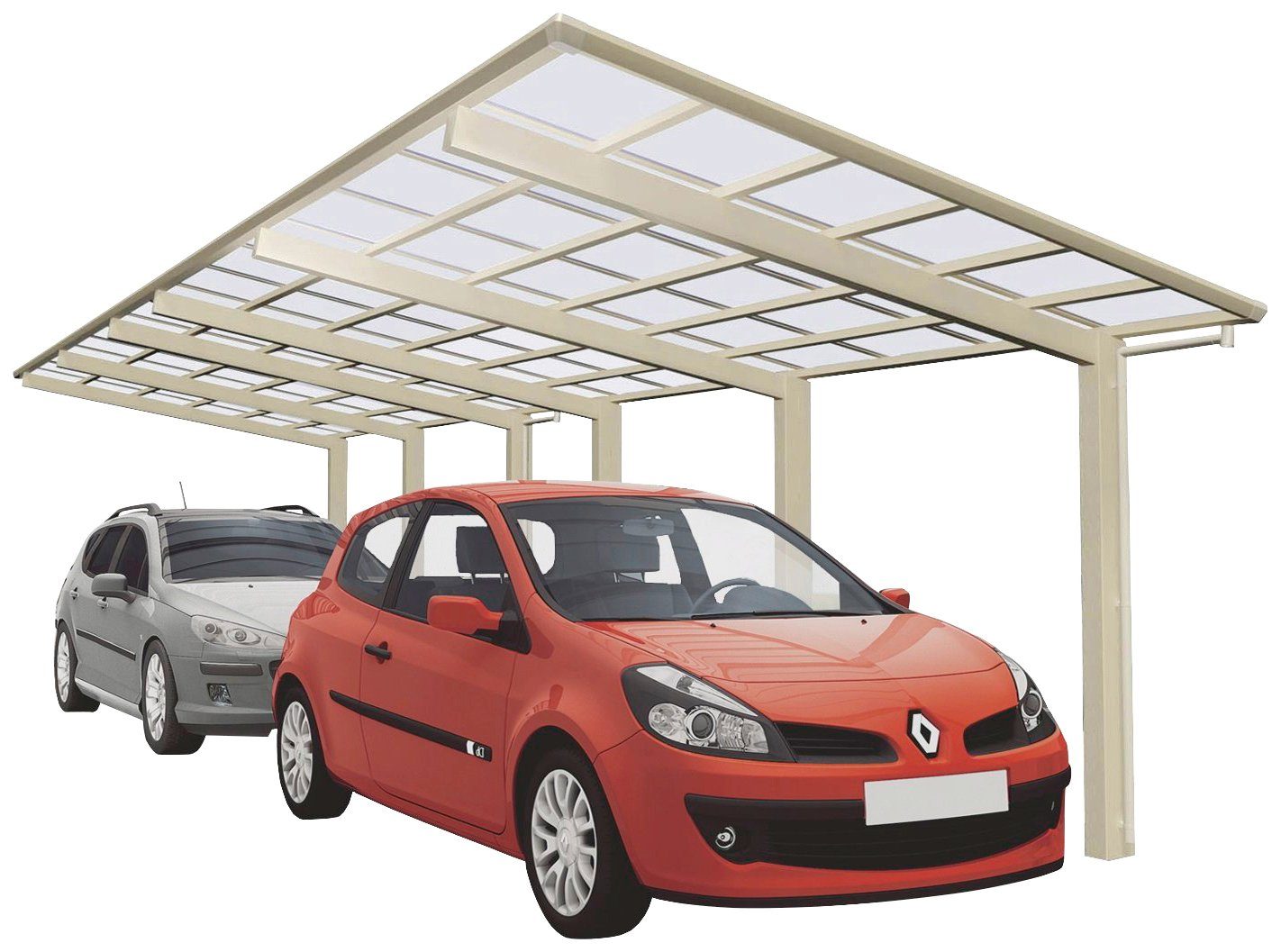 Typ cm cm, Doppelcarport Ximax BxT: Einfahrtshöhe, Aluminium Tandem-Edelstahl-Look, 240 Linea 273x983 110