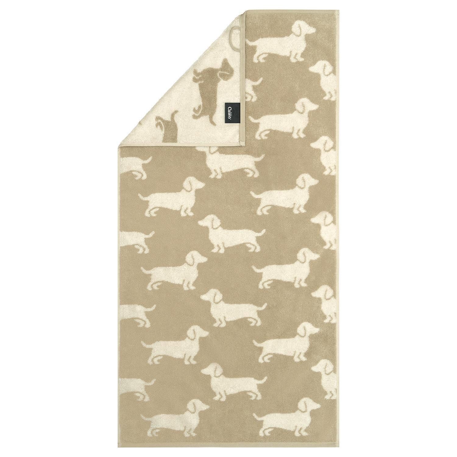 Cawö Handtuch WE LOVE DOGS, 50 x 100 cm, Beige, Braun, Baumwolle (1-St), Made in Germany, mit Öse zum Aufhängen, 500 g / m²