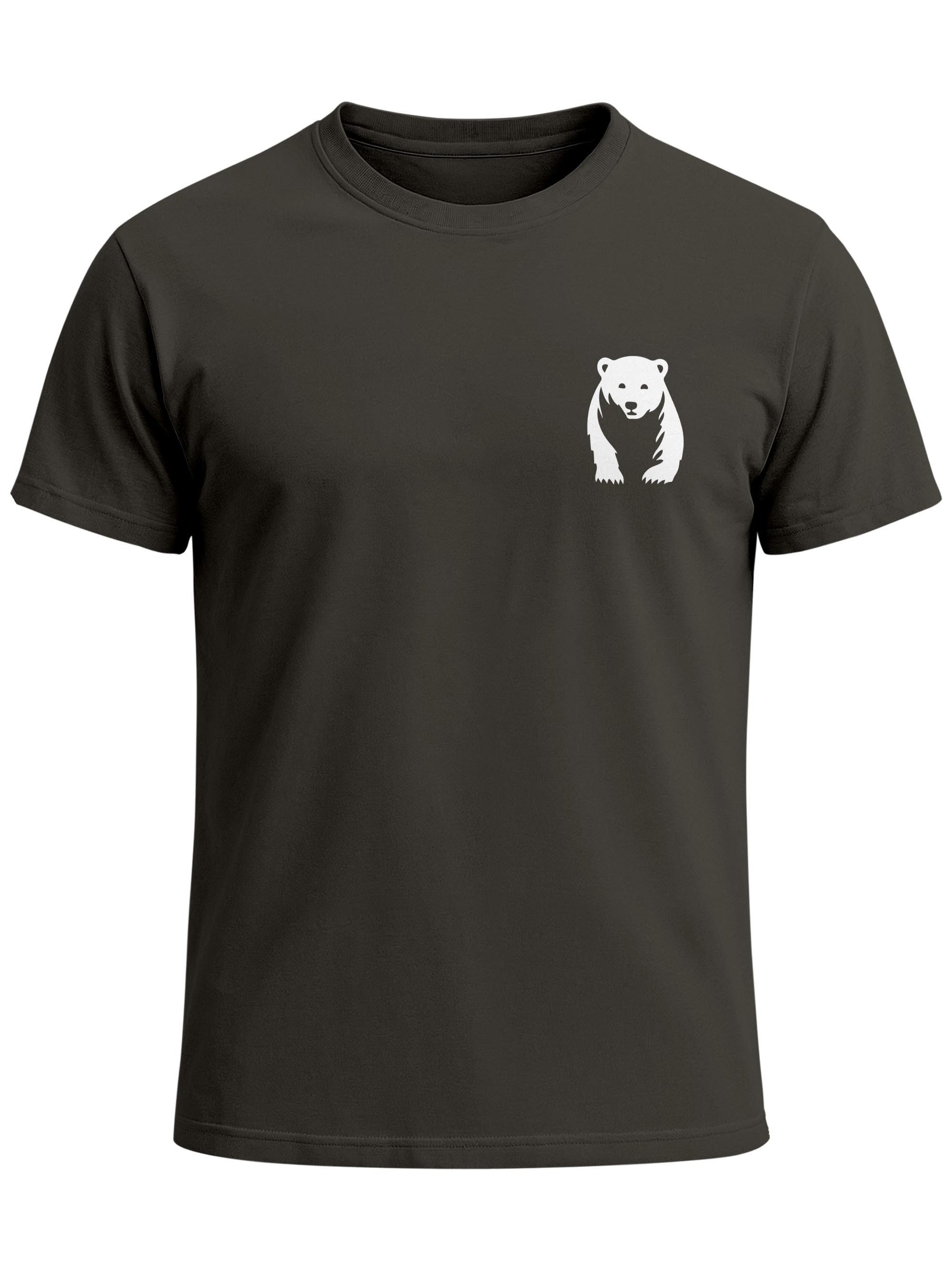 Print-Shirt Herren T-Shirt Aufdruck Brustprint Logo Bär Natur Outdoor Fashion