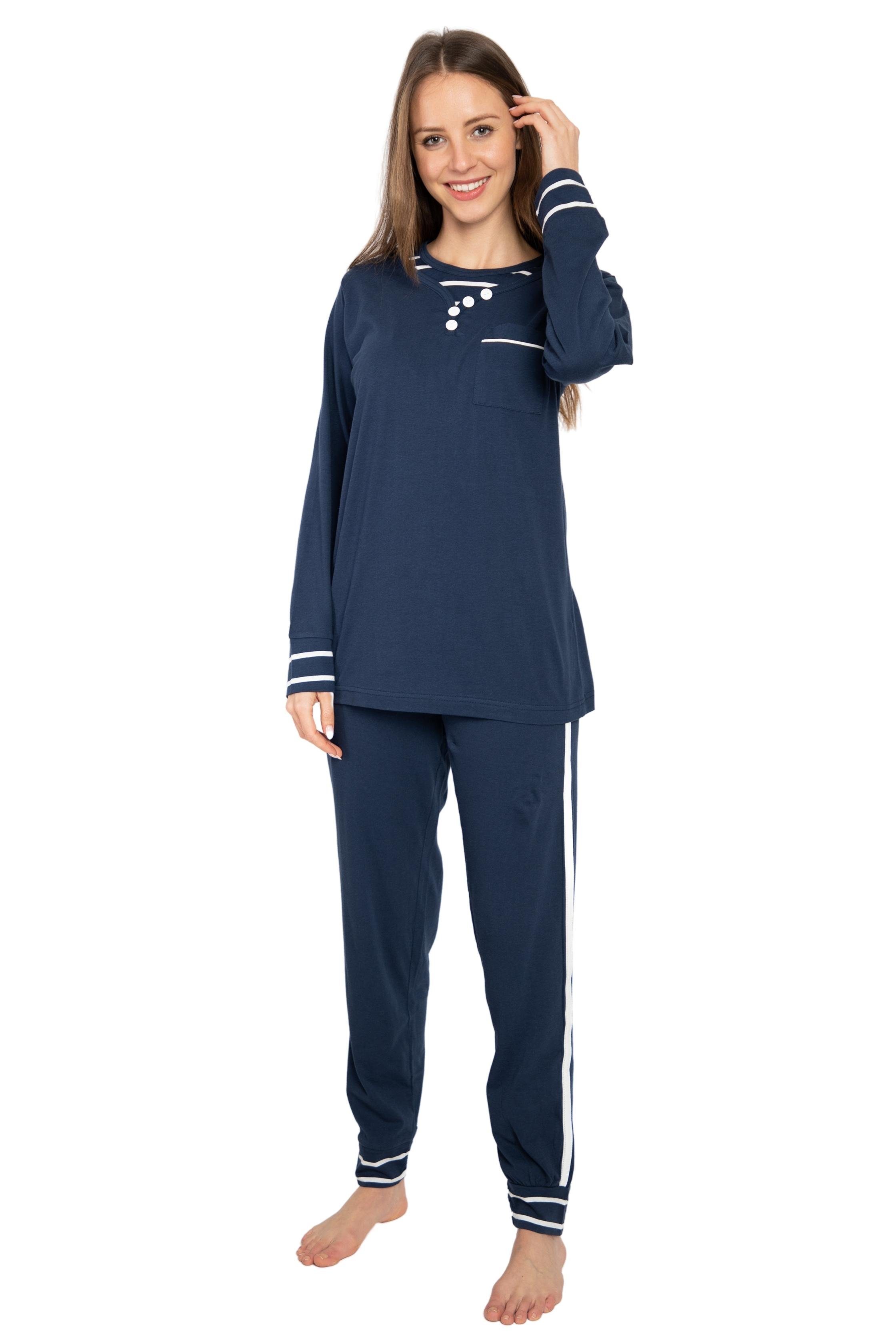 Consult-Tex Pyjama DW727 reiner (Packung) Baumwolle-Jersey Aus blau Qualität