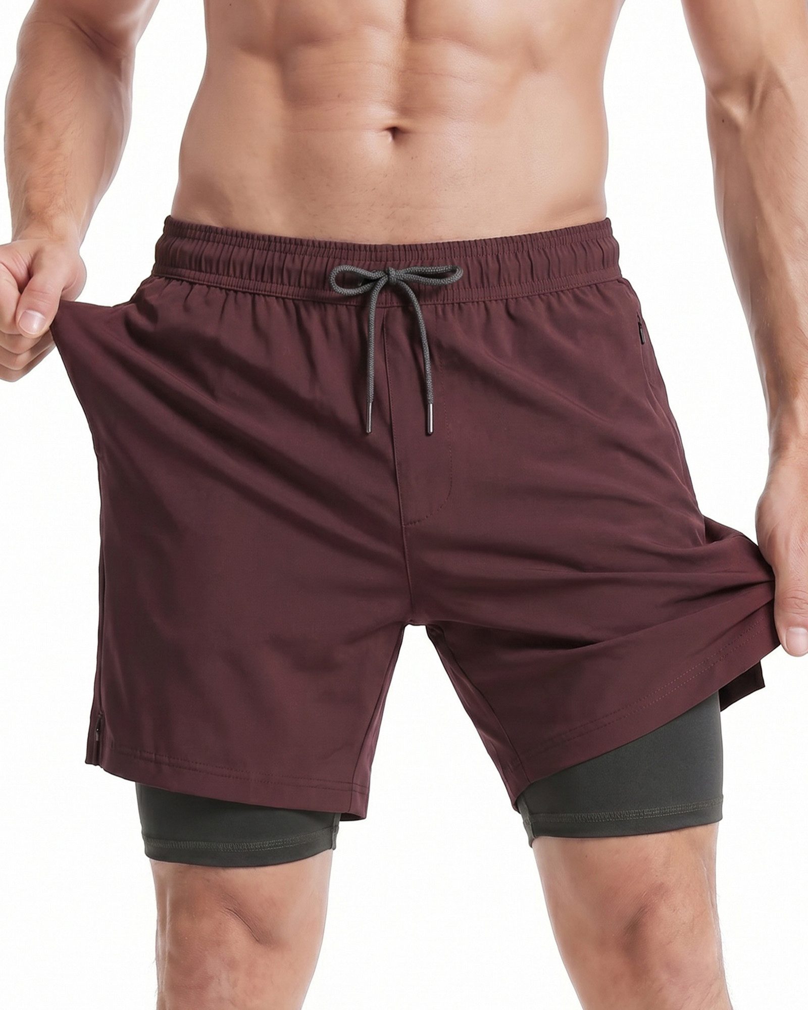 MaaMgic Shorts Herren Elastan kurze Hose 2-in-1 Badehose schnelltrocknend Sporthose (1-tlg)