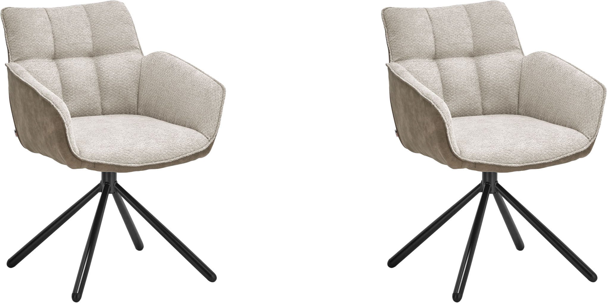 set one by Musterring Esszimmerstuhl Frisco-B (Set, 2 St), Bezug innen Chenille und außen Microfaser, Stativgestell schwarz