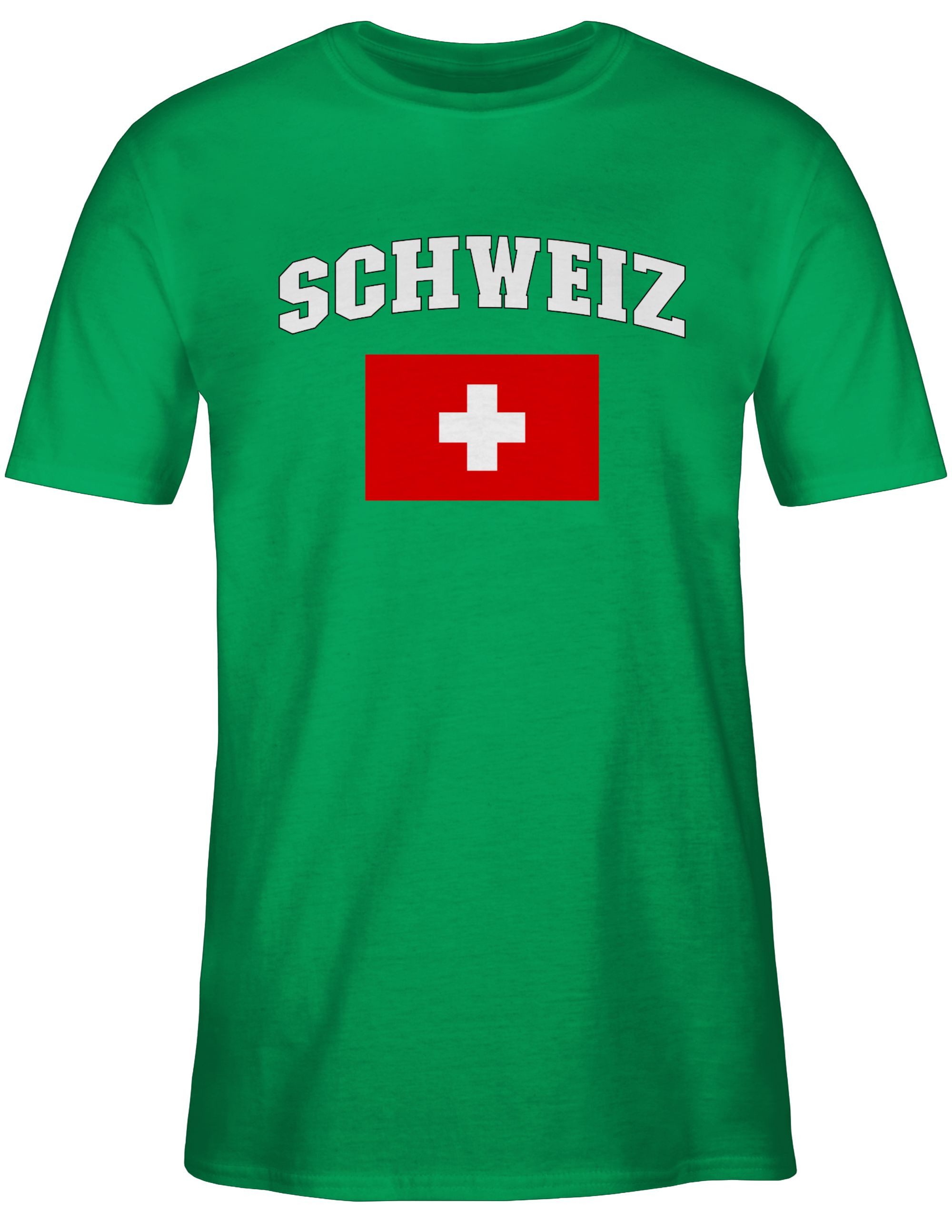 Shirtracer T-Shirt Schweiz Schriftzug mit Flagge, günstig online kaufen