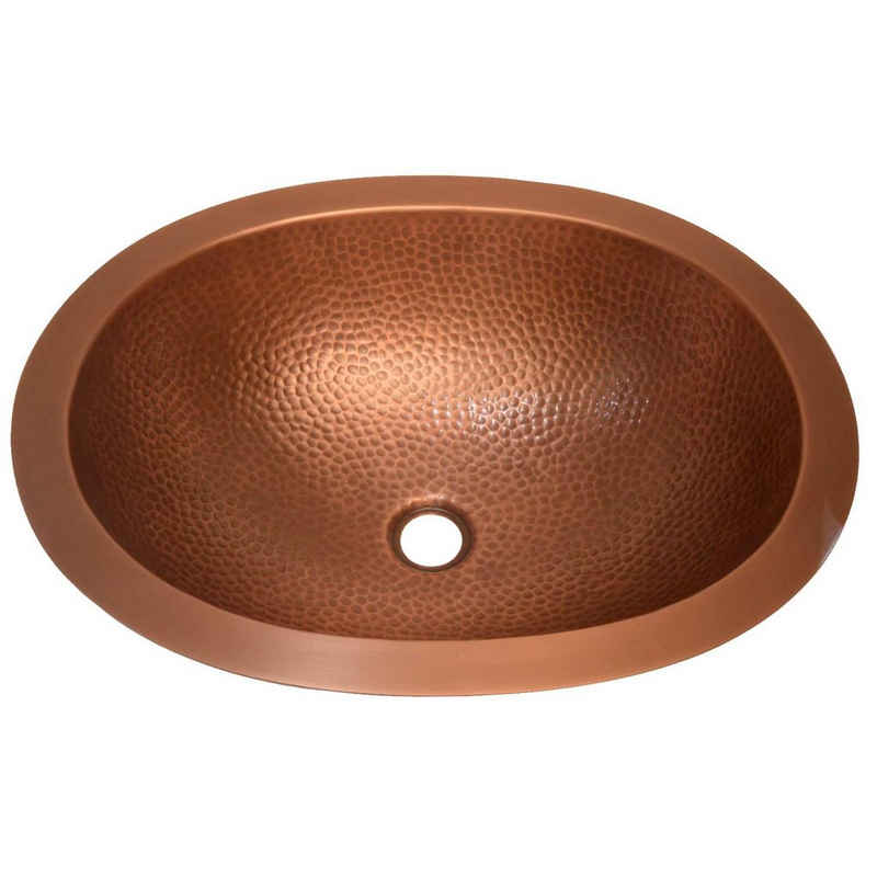 Casa Moro Einbauwaschbecken Orientalisches Metall Waschbecken Amir oval gehämmert, handgefertigt