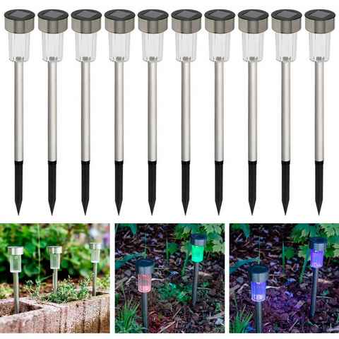 Thomas Philipps LED Solarleuchte 10er Set LED Solarlampen für den Garten, LED fest integriert, RGB-Farbwechsel, IP44 Spitzwassergeschützt, 36,5 cm hoch