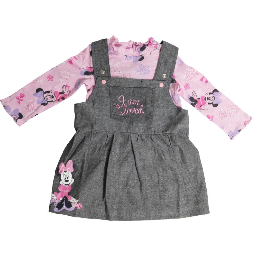 Disney Jeanskleid Disney Minnie Maus Baby 2 tlg Set Bluse Kleid (Set, 2-tlg) Gr. 62 bis 92, 100% Baumwolle