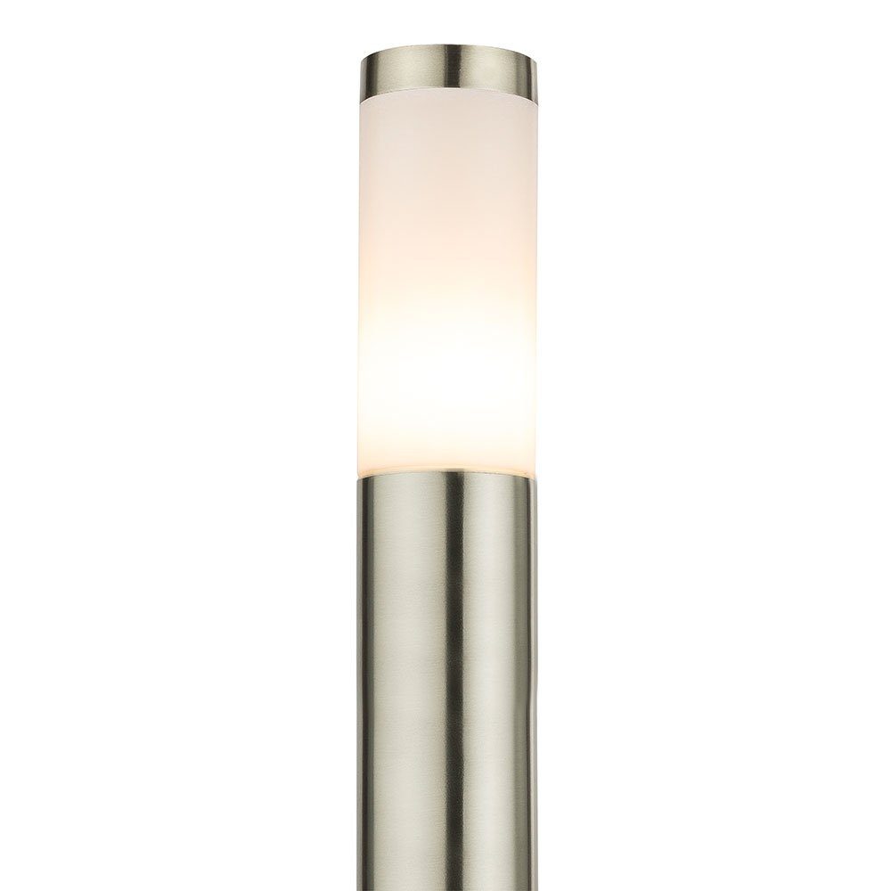 etc-shop LED Außen-Stehlampe, Wand Set Leuchtmittel im Stand Säulen 2er Stand inklusive, Edelstahl IP44 Warmweiß, Außen Lampe Leuchte