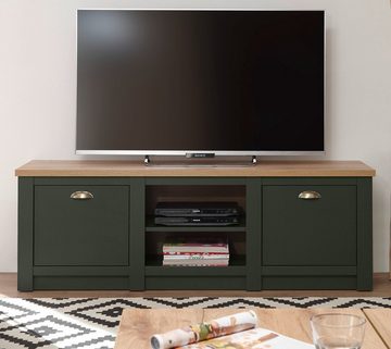 Furn.Design TV-Board Norwich (Unterschrank in dunklem grün mit Wotan Eiche, 152 x 51 cm), Landhausstil