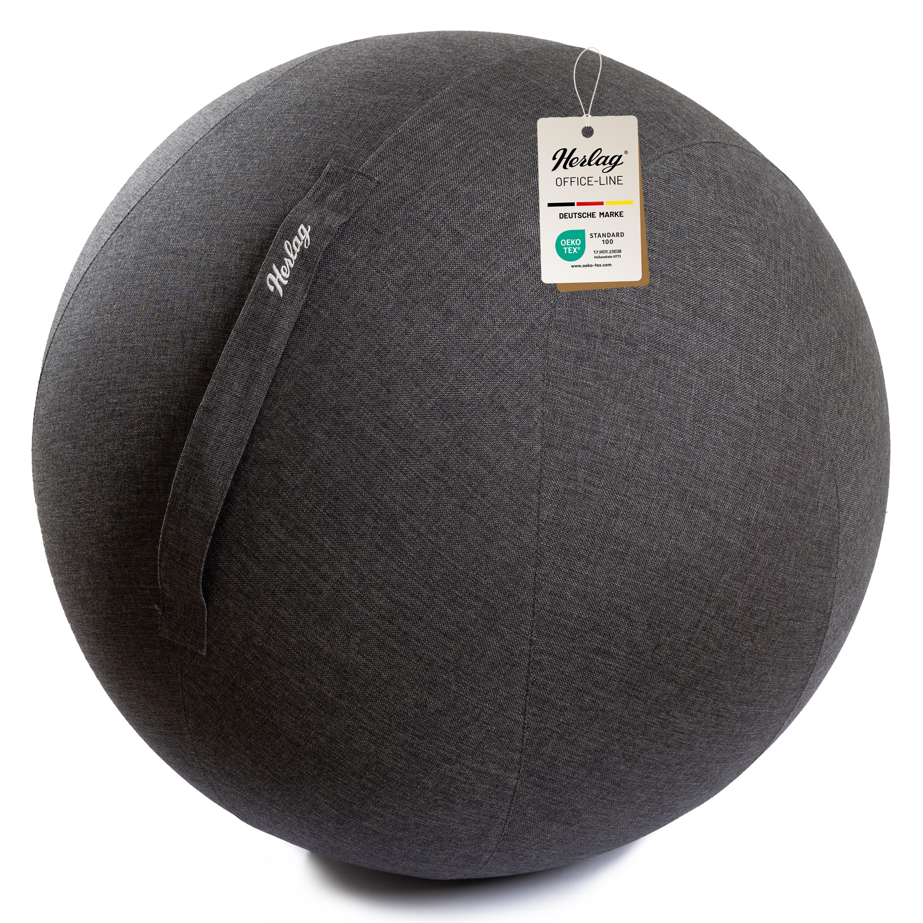 Herlag Sitzball Office Ball, Ø65cm, Anti-Burst, Körpergrößen 160-185cm, Büro, Waschbar, Anthrazit