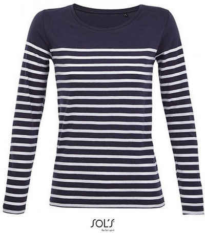 SOLS Langarmshirt Damen Shirt Women´s Long Sleeve Striped T-Shirt Matelot