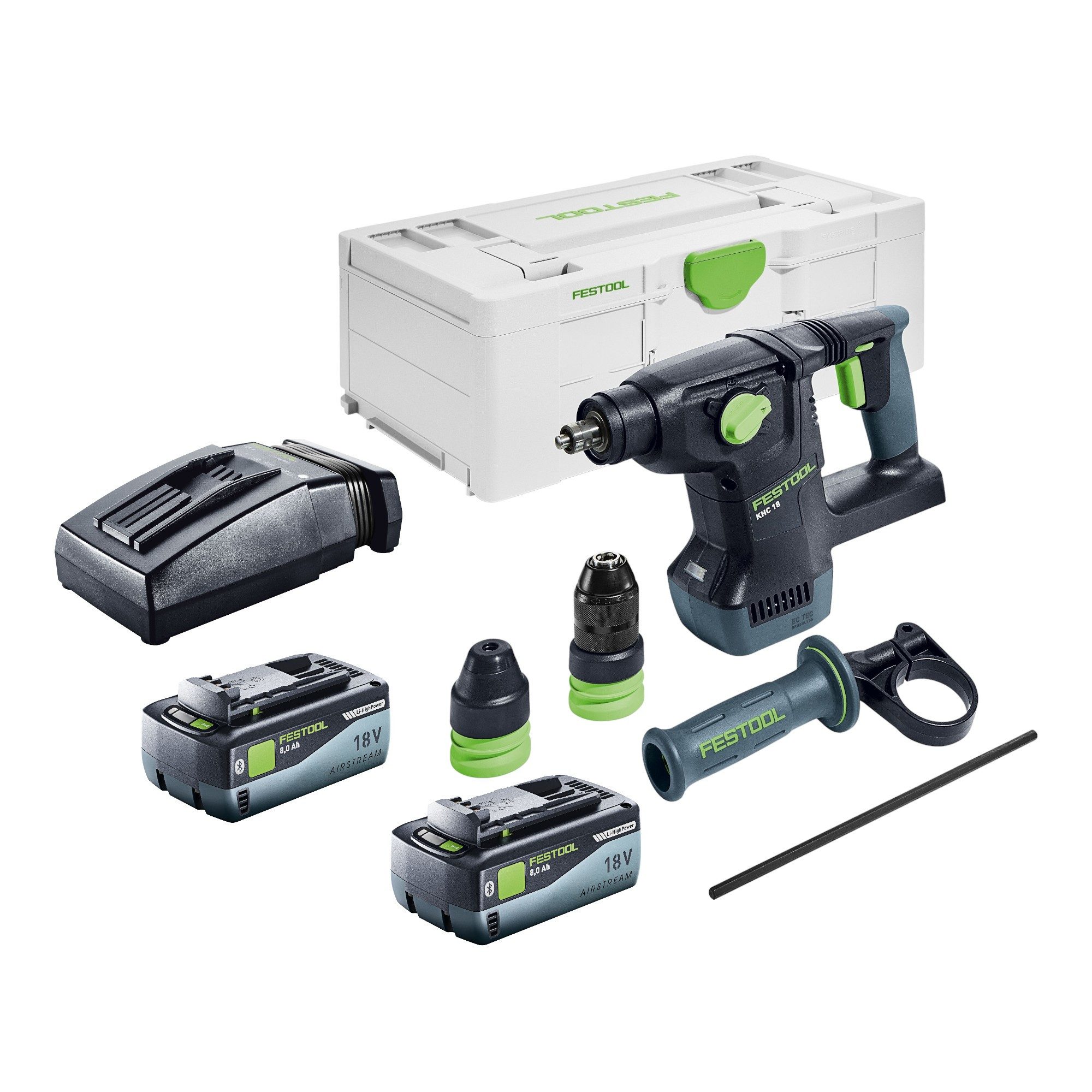 FESTOOL Akku-Bohrhammer KHC 18 EB-Basic 18V 2,6 J SDS-Plus + 2x Akku 8,0Ah + Lader + Systainer