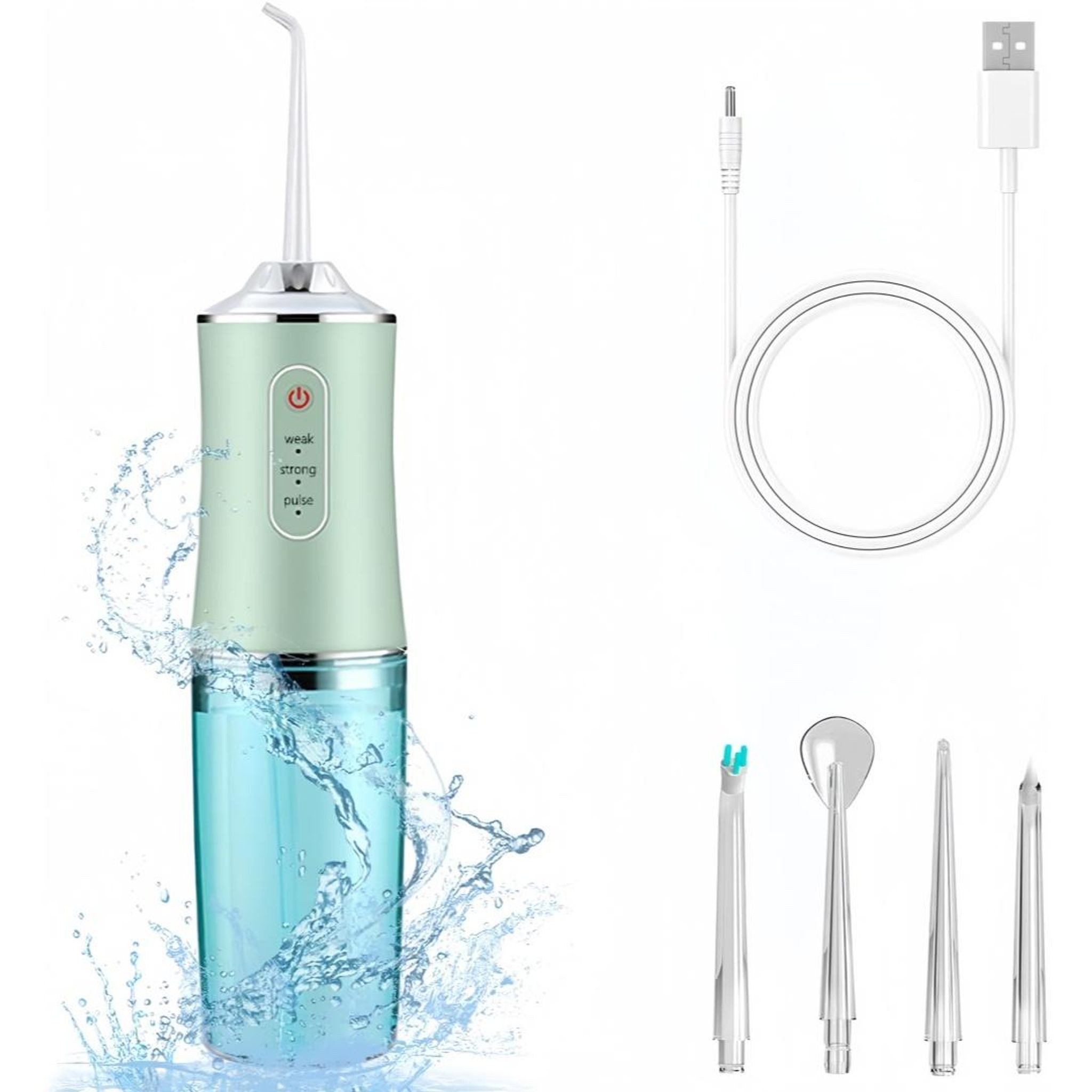 FELIXLEO Munddusche Munddusche kabellos, wasserdicht, 3 Modi, 4 Düsen, für Zuhause Reisen