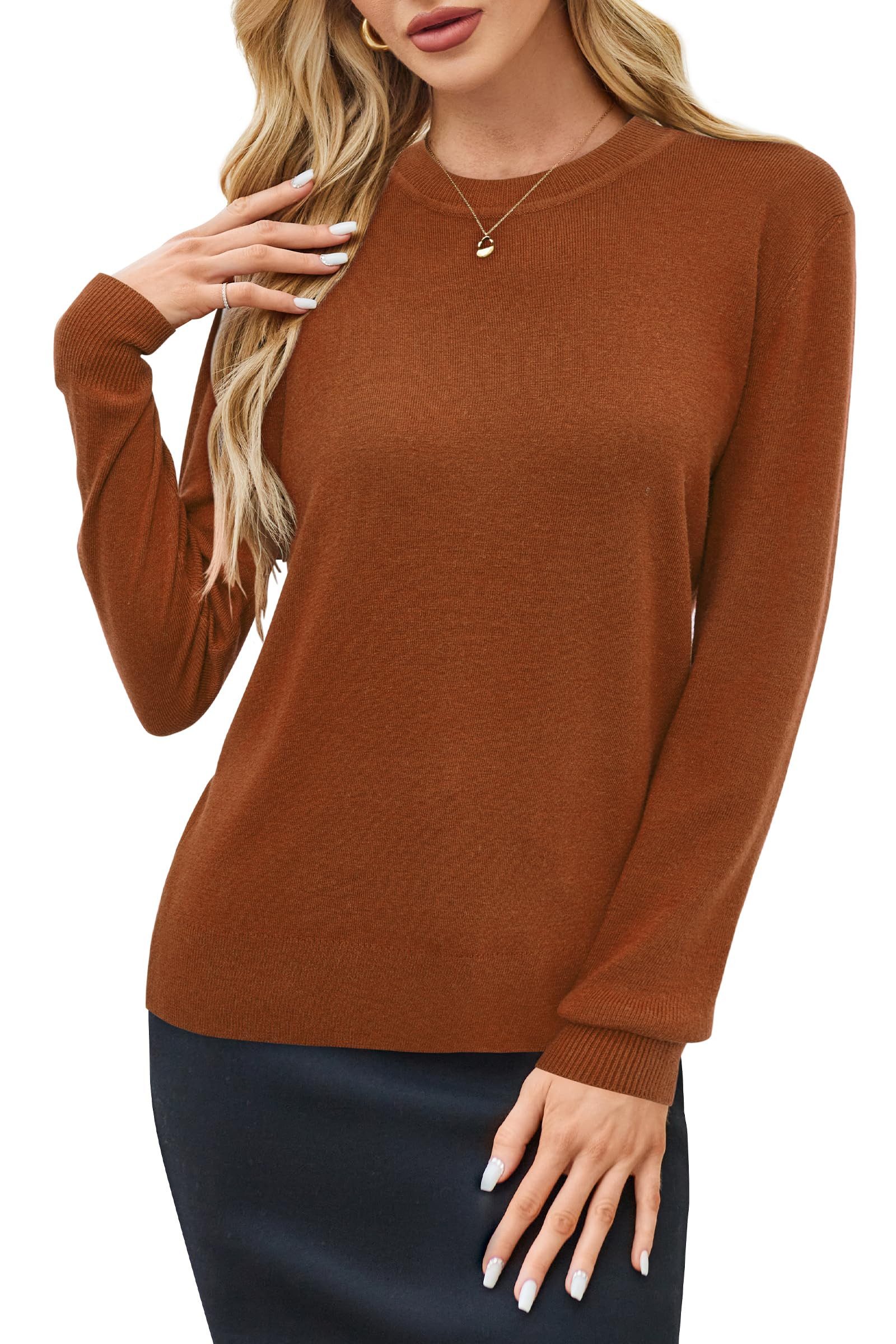 Arach&Cloz Strickpullover Damen Strickpullover Rundhals Langarm Warm Weich Anti-Pilling, Für Herbst Winter Frühling