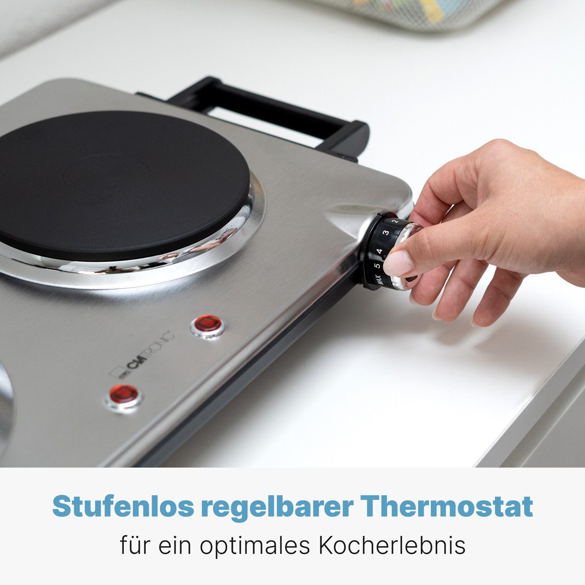 CLATRONIC Doppelkochplatte DKP 3668 E, 2500W, Cool Touch-Griffen, Edelstahlgehäuse