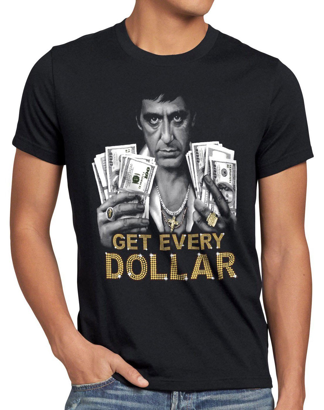 Dollar Tony gangster usa escobar pablo Scarface al pacino style3 Herren T-Shirt Print-Shirt Montana