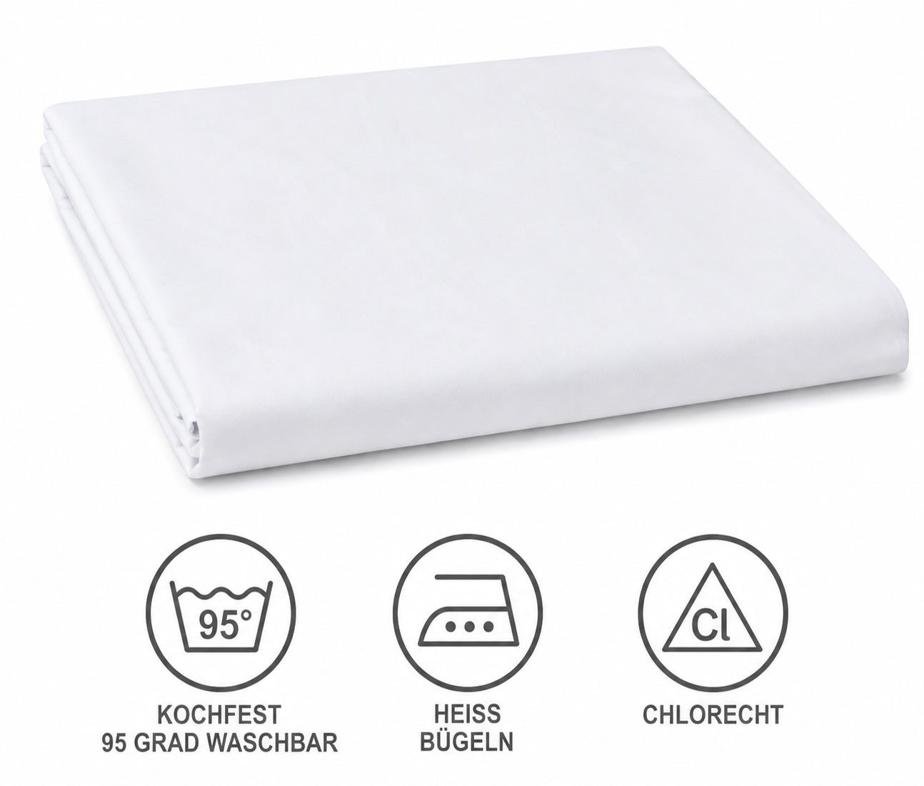 KH-Haushaltshandel Betttuch klassisches Betttuch, Haustuch, Bettlaken, 150x250cm, 100% Baumwolle, Baumwolle, Gummizug: ohne, (1 Stück), ohne Gummizug, Fb. weiss, kochfest, 95 Grad, Hotel Qualität