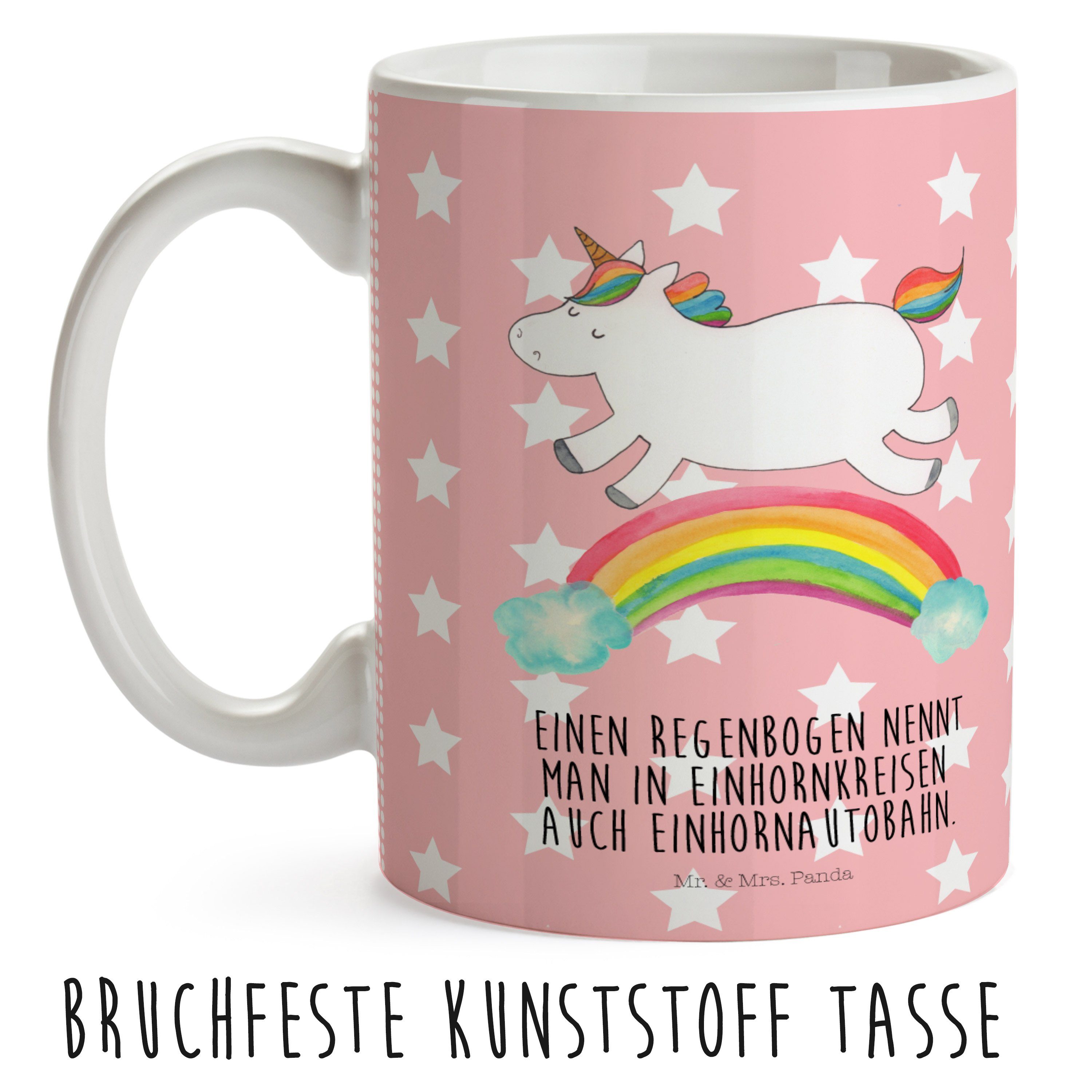 Kinderbecher Geschenk, Rot Pastell Pegasus, Trinkbecher, Einhorn Panda Regenbogen & - Mr. - Mrs. Ka, Kunststoff