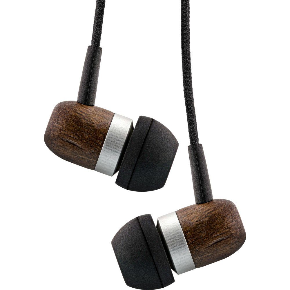 Headset Kabelmikrofon und In-Ear-Kopfhörer mit In-Ear Inline Walnuß Funktionstaste,