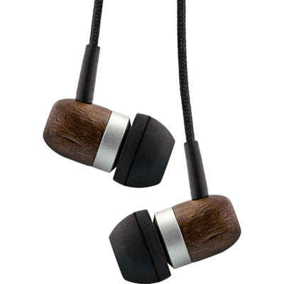 Inline In-Ear Headset mit Kabelmikrofon und Funktionstaste, Walnuß In-Ear-Kopfhörer