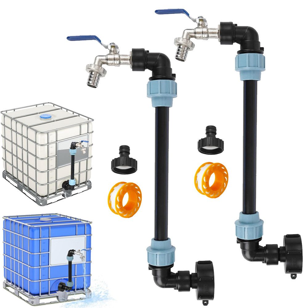 PRIISF Bewässerungssystem IBC Schwanenhals 3/4" Messing Auslaufhahn Regenwassertank Wasserhahn, (S60x6 Wasserhahn Absperrhahn 3/4 Zoll, Auslaufhahn Adapter für IBC Tank 1000L Grobgewinde), IBC Wasserhahn Verbinder Absperrhahn für Regentonne, Tank, Öltank