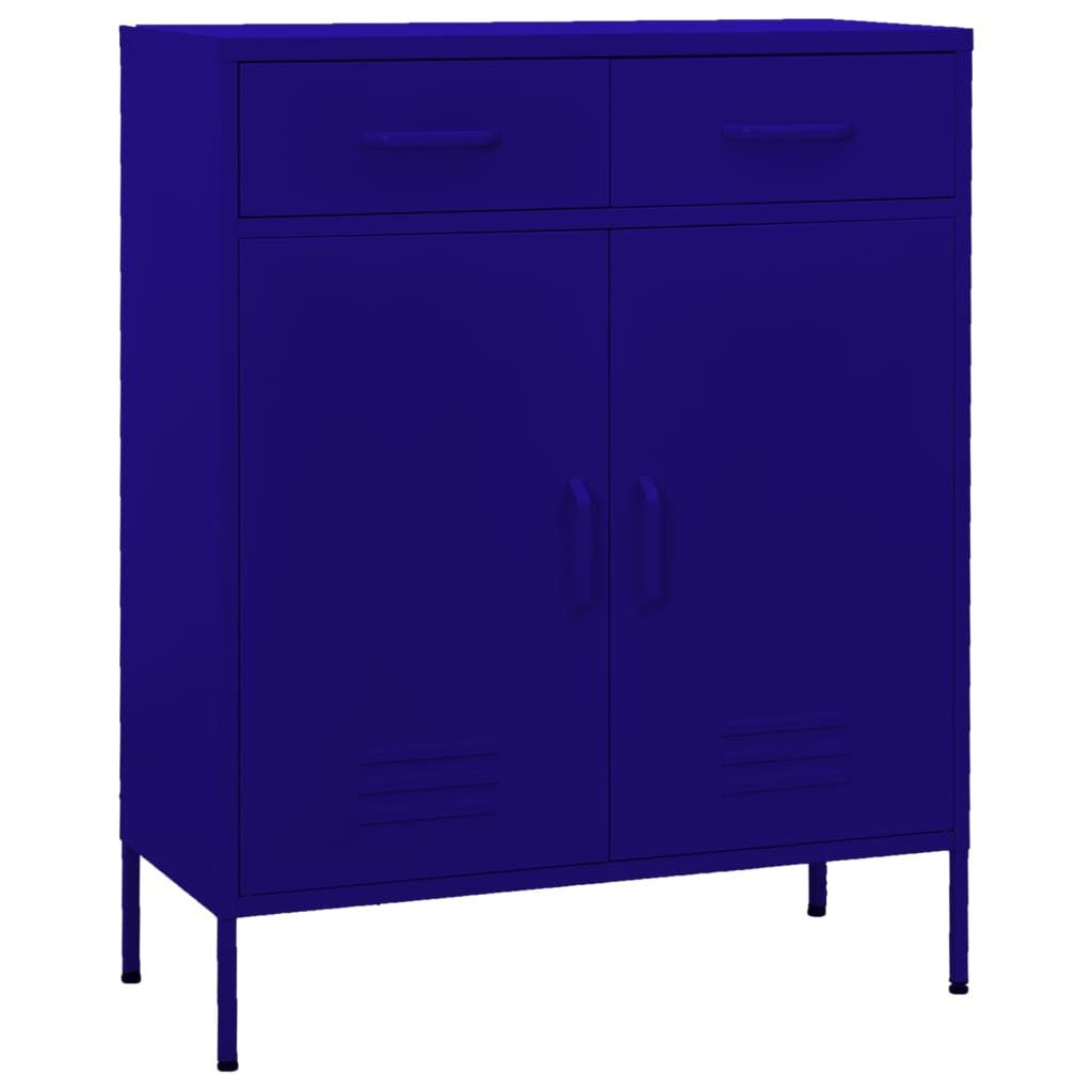 vidaXL Sideboard Lagerschrank Marineblau 80x35x101,5 cm Stahl