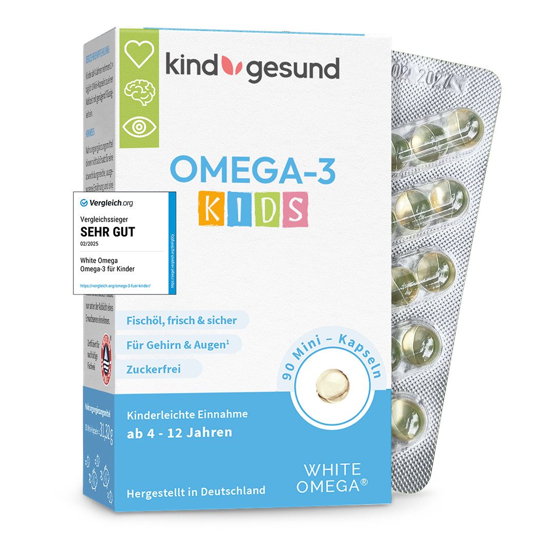 kindgesund White Omega® Kids Omega 3 Kinder - Mini Fischöl Kapseln Kapseln