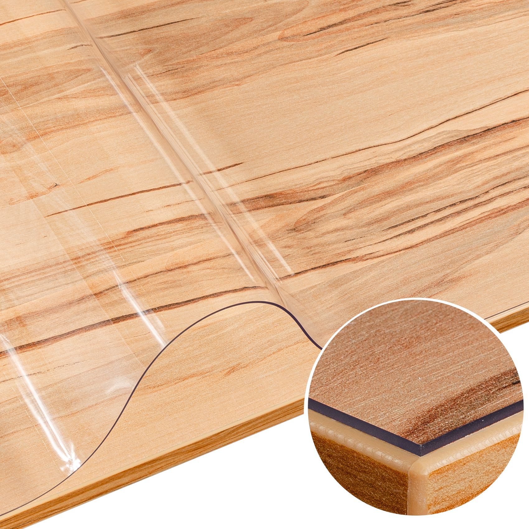 ANRO Tischdecke KLARA wasserdicht 1,5mm Tischschutzfolie glasklar glatt Geruchsneutral (Rolle 1-tlg, eine Folie), Pflegeleicht 70x100cm Uni-Einfarbig Transparent