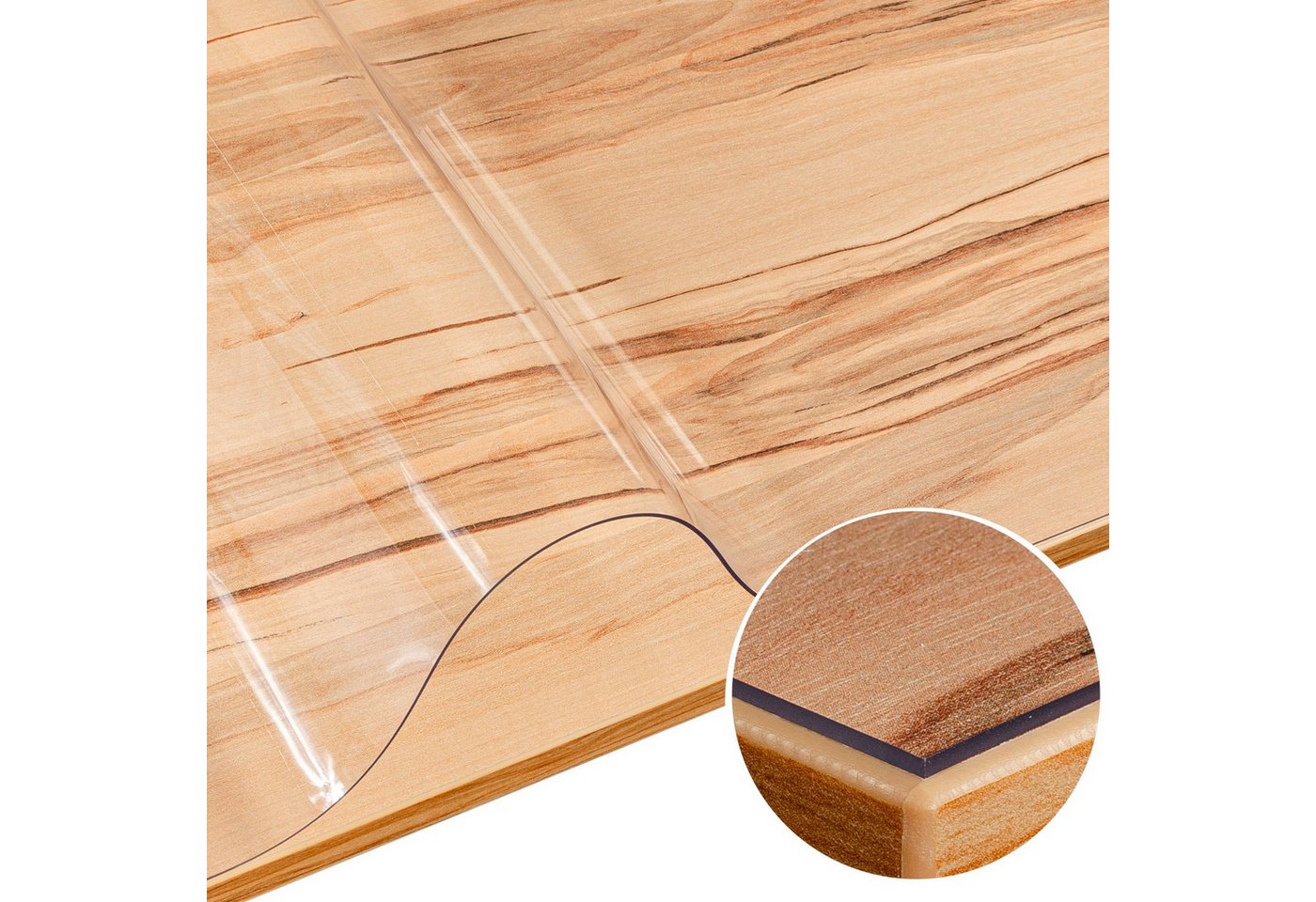 ANRO Tischdecke KLARA wasserdicht 1,5mm Tischschutzfolie glasklar glatt Geruchsneutral (Rolle 1-tlg, eine Folie), Pflegeleicht 70x100cm Uni-Einfarbig Transparent
