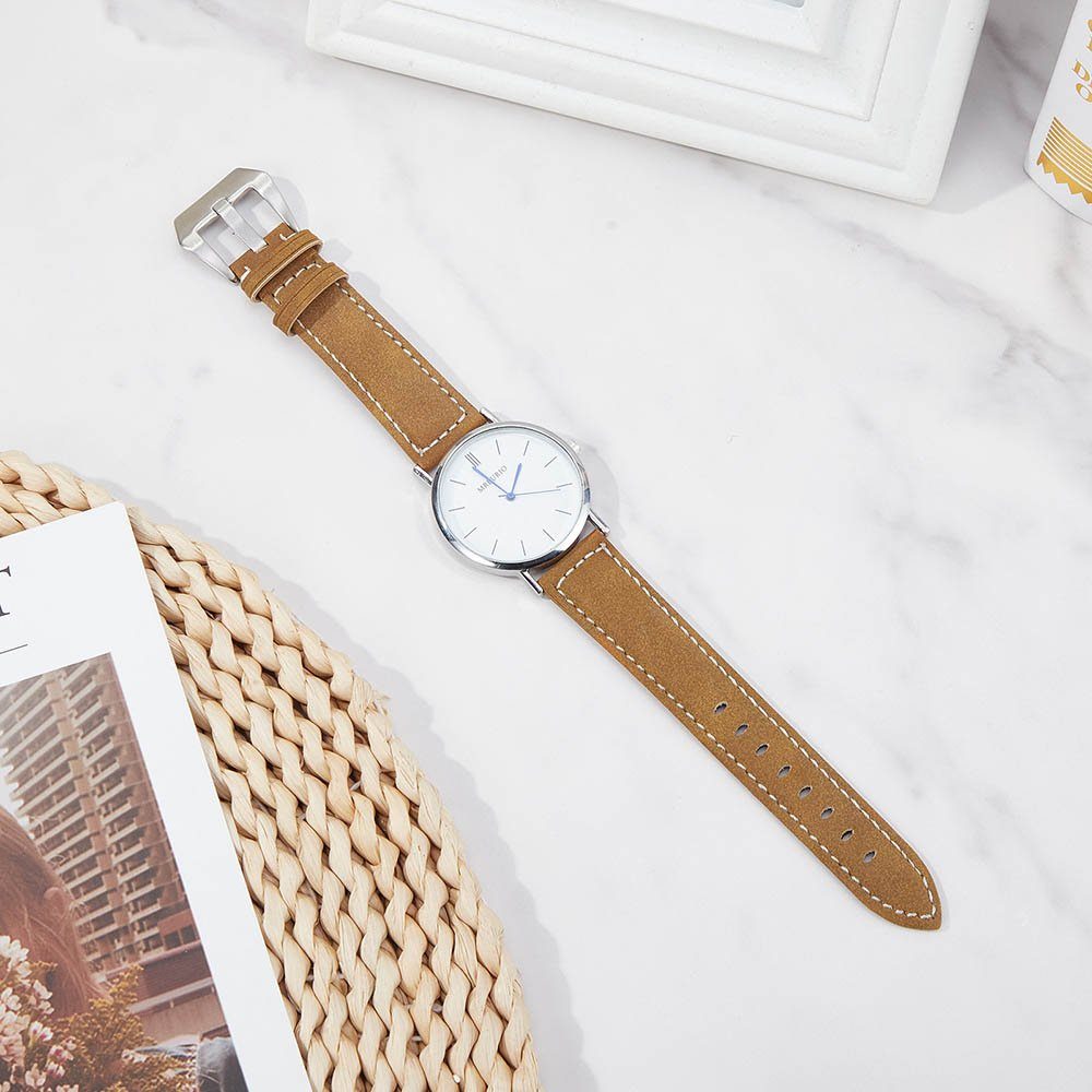 BTTO Smartwatch-Armband Leder Uhrenarmband für Ersatzarmband Silber mit Gelb Uhren, 24mm Edelstahl 18mm 22mm Armband Schnalle, 20mm