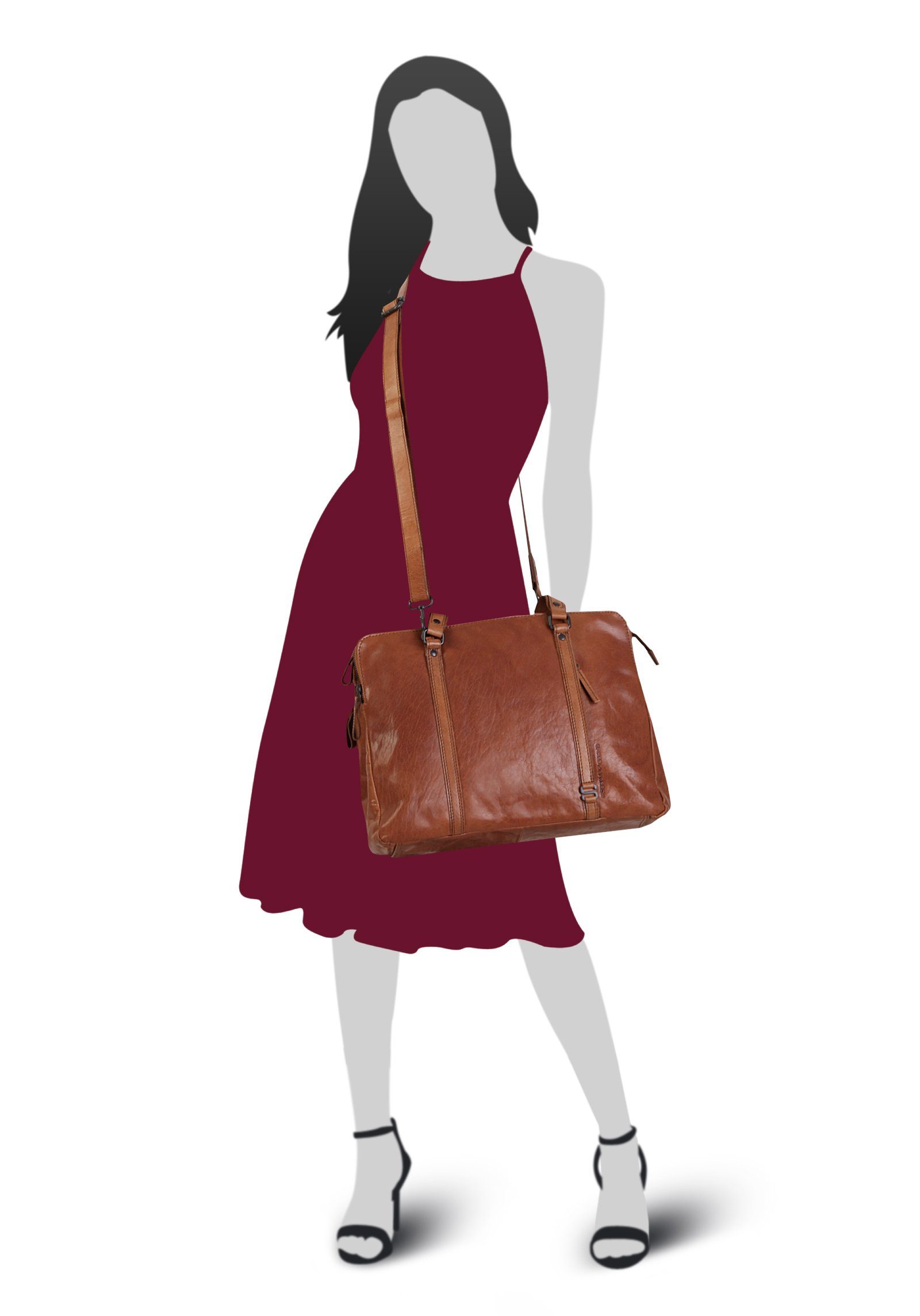 Spikes & Sparrow Shopper LAPTOP SHOULDERBAG, echt Leder