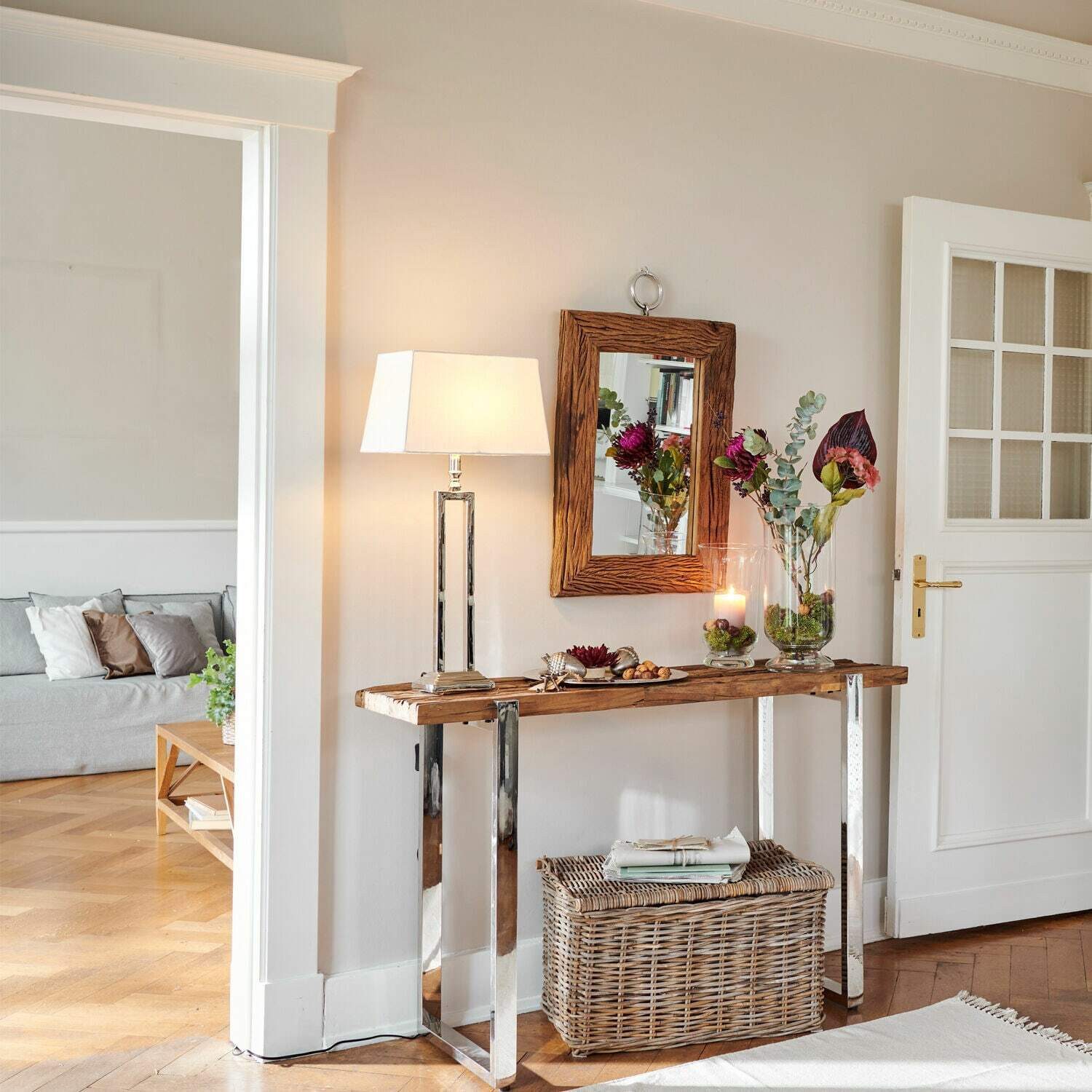 Mirabeau Tischleuchte Tischlampe Kinshaa creme/silber