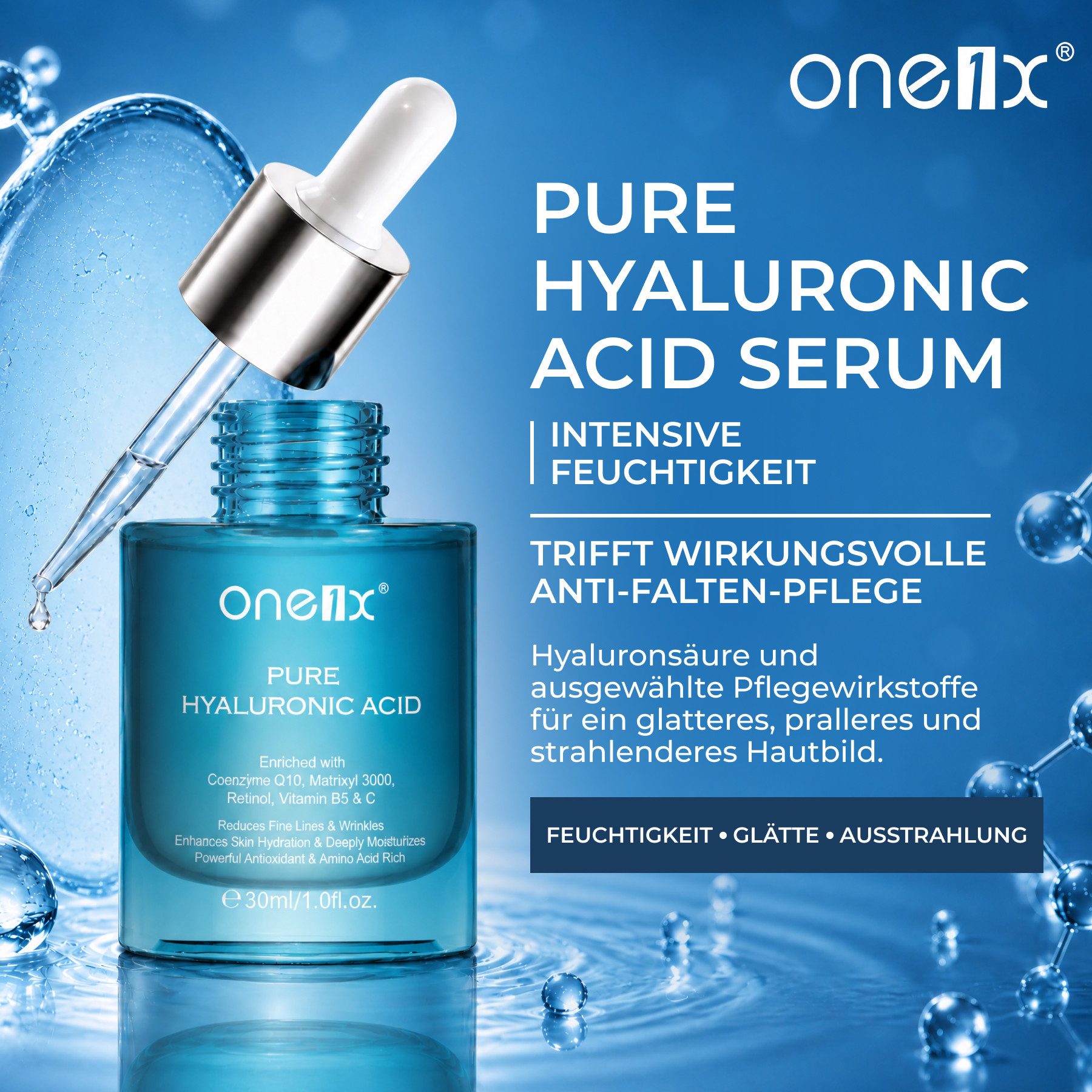P-Beauty Cosmetic Accessories Gesichtsserum Hyaluronic Acid Serum Hyaluronsäure Anti Aging Anti Falten Vegan, 3-tlg., Gesichtsserum, Hautpflege, Serum, Anti-falten