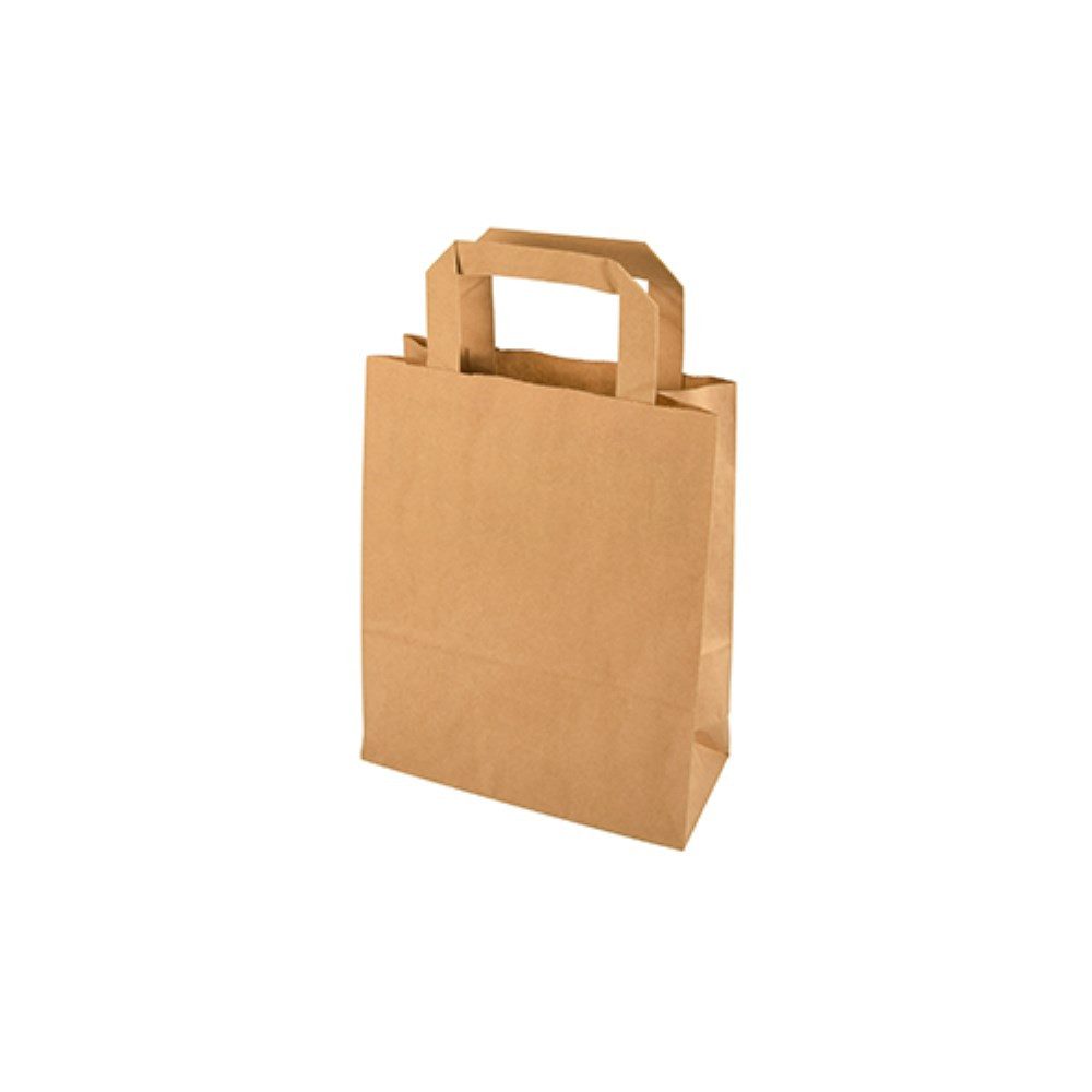 PAPSTAR Tragetasche 50 Tragetaschen, Papier 22 cm x 18 cm x 10 cm braun mit Tragegriff