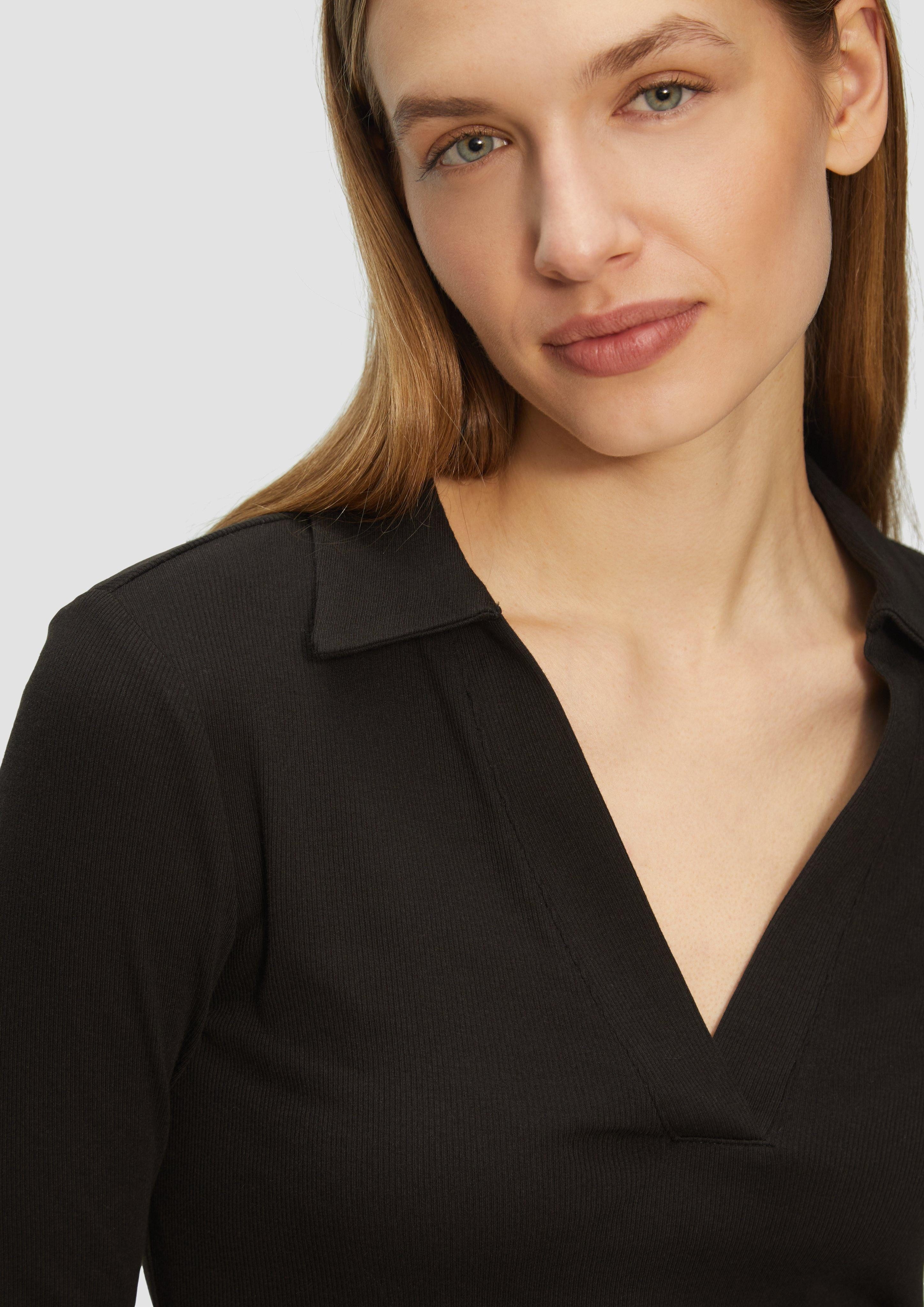 s.Oliver Langarmshirt Geripptes Langarmshirt mit Polokragen günstig online kaufen
