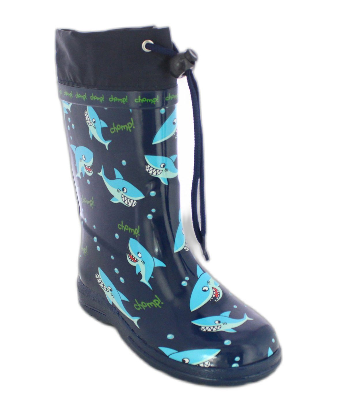 Beck Gummistiefel Sharks Gummistiefel (wasserdichter, schmaler Stiefel, für trockene Füße bei Regenwetter) Stulpe mit Kordel, weicher flexibler Naturkautschuk – Bild 3 von 5