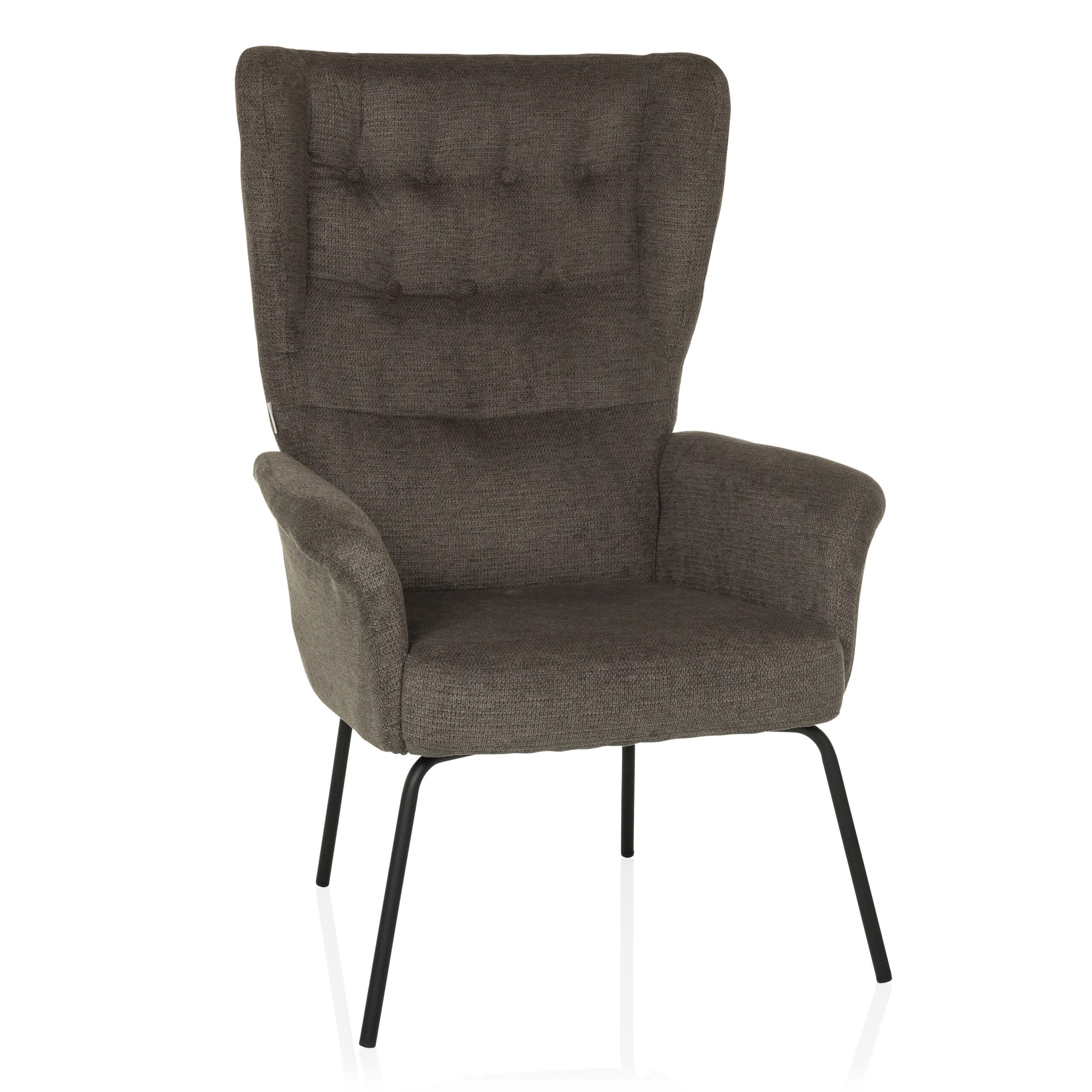 hjh LIVING Loungesessel Polstersessel HAVENIO Stoff, Relaxsessel, Ohrensessel mit weichem Bouclé-Stoff, Metall-Gestell