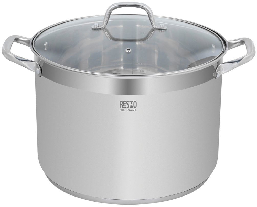 RESTO Kitchenware Kochtopf Libra, Topf energiesparend und spülmaschinenfest, Edelstahl 18/10 (1-tlg), Induktion, für alle Herdarten geeignet mit hitzebeständigem Glasdeckel