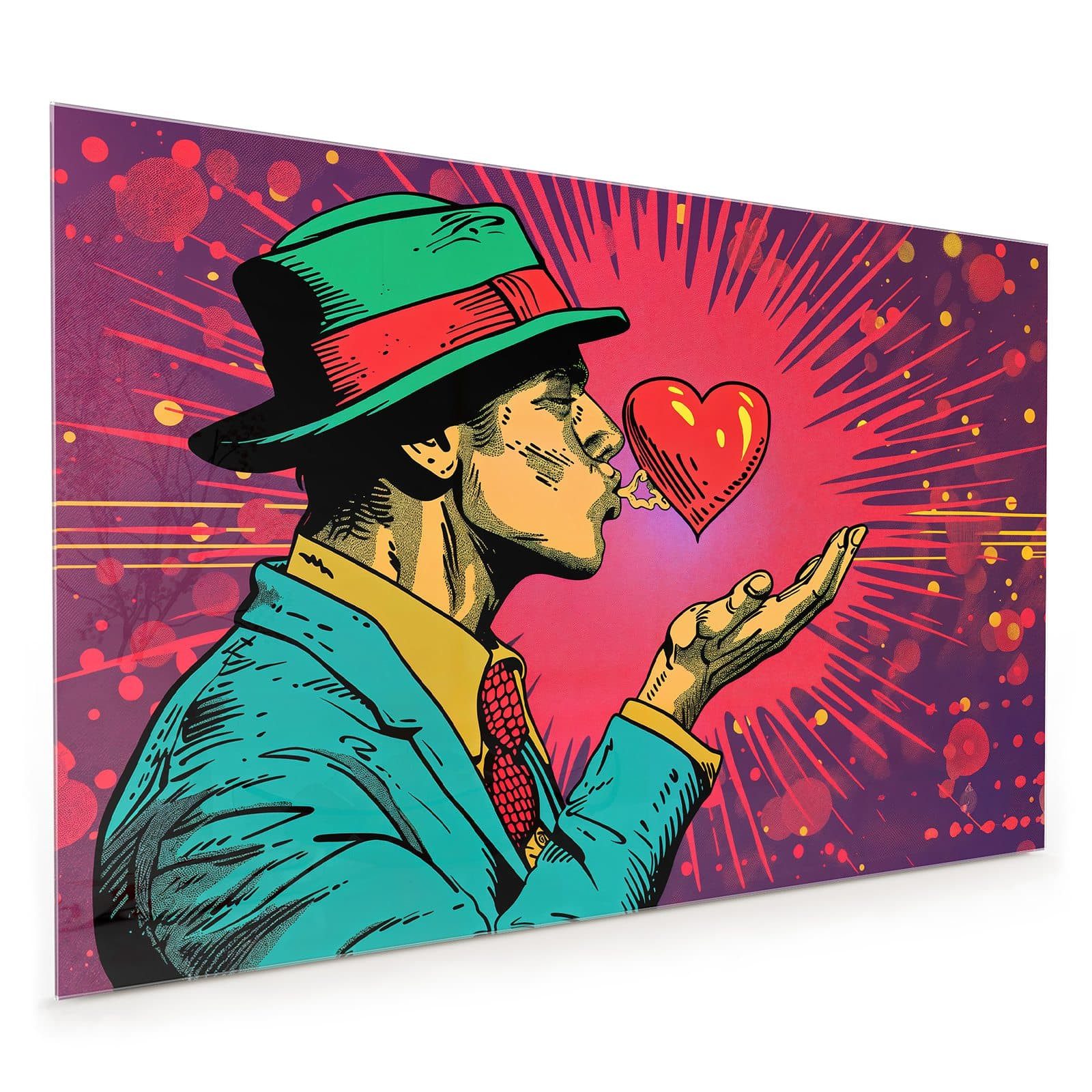 Primedeco Küchenrückwand Spritzschutz, Herdblende aus Glas - Motiv Kuss der Liebe